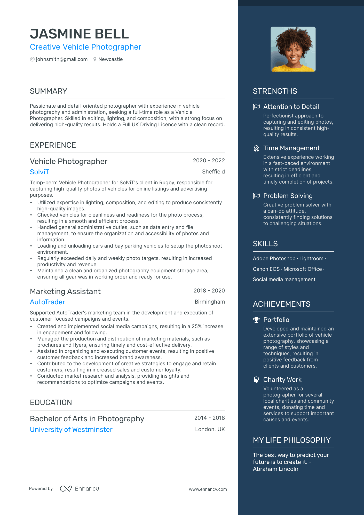 3 Photographer CV Examples for 2024