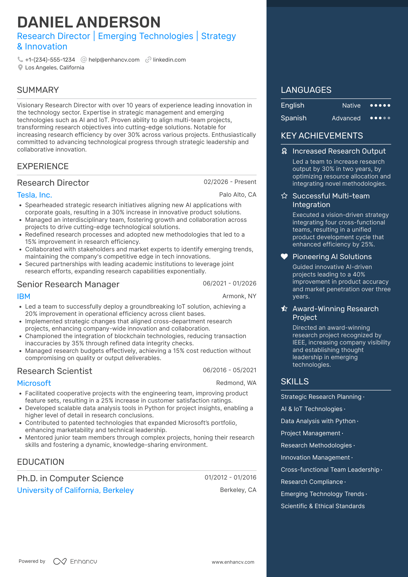 Research Director resume example