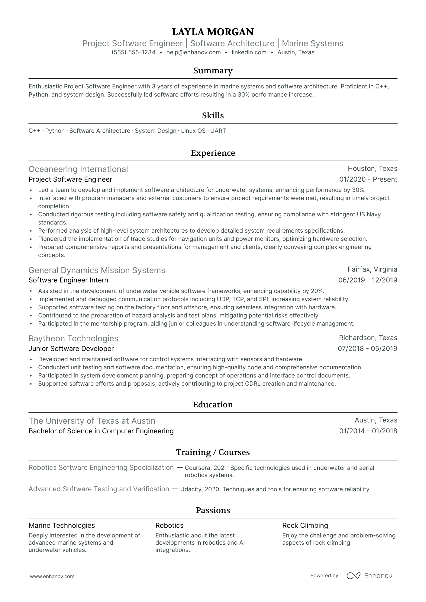 Software Project Engineer resume example