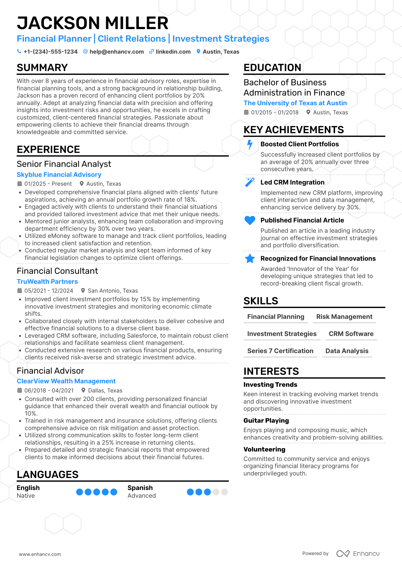 Financial Representative resume example