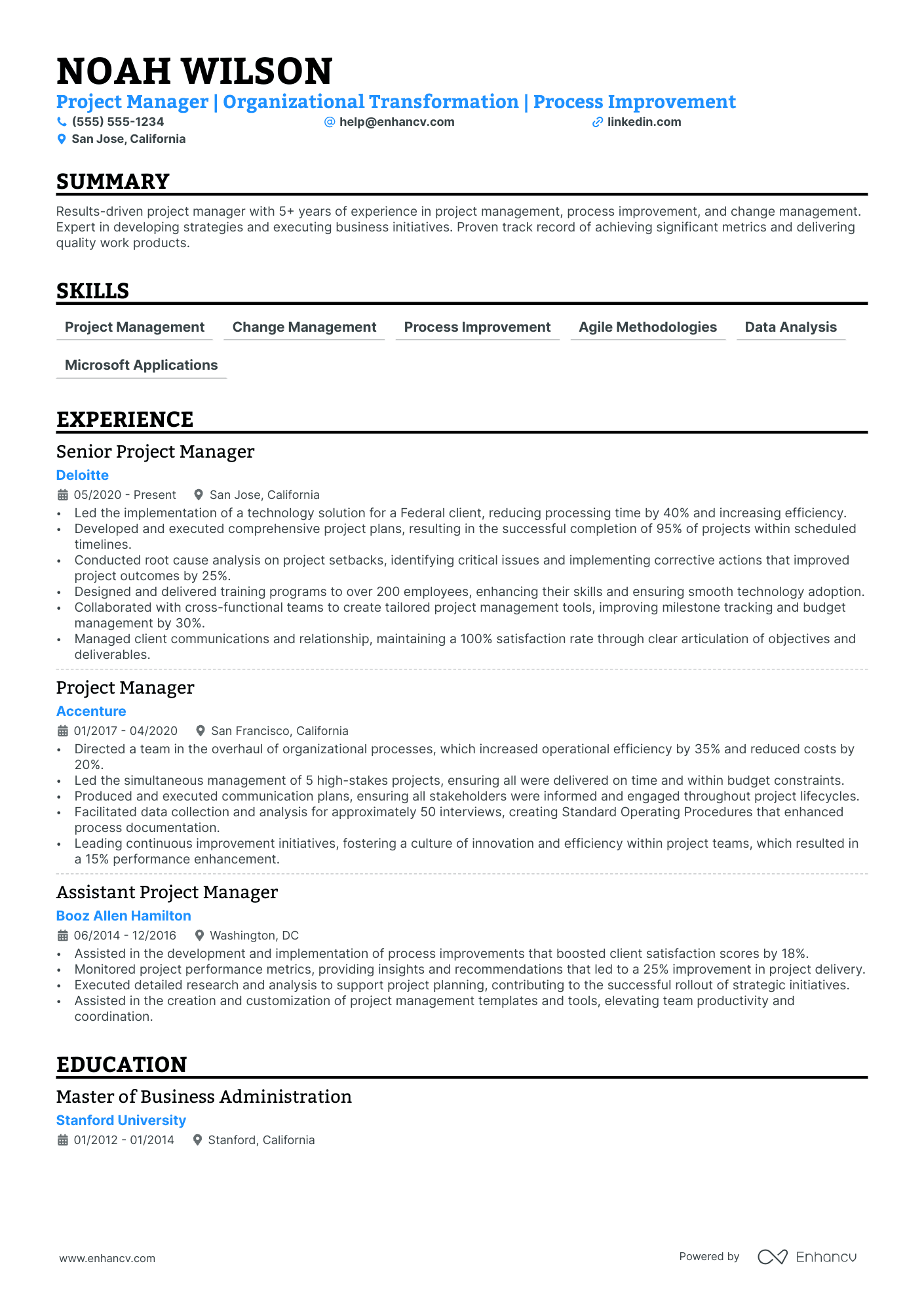 Junior Change Management Associate resume example