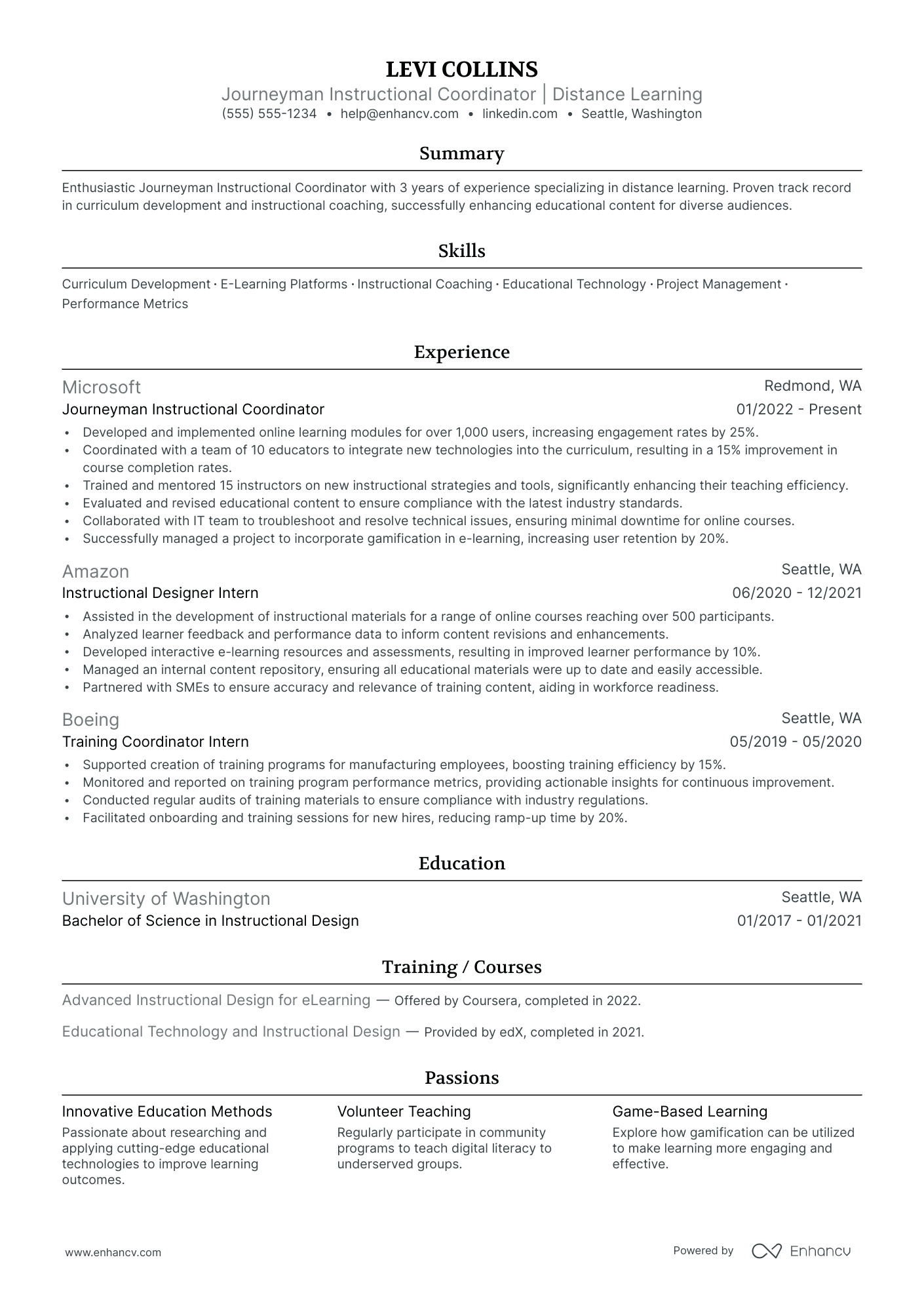 Instructional Design Coordinator resume example