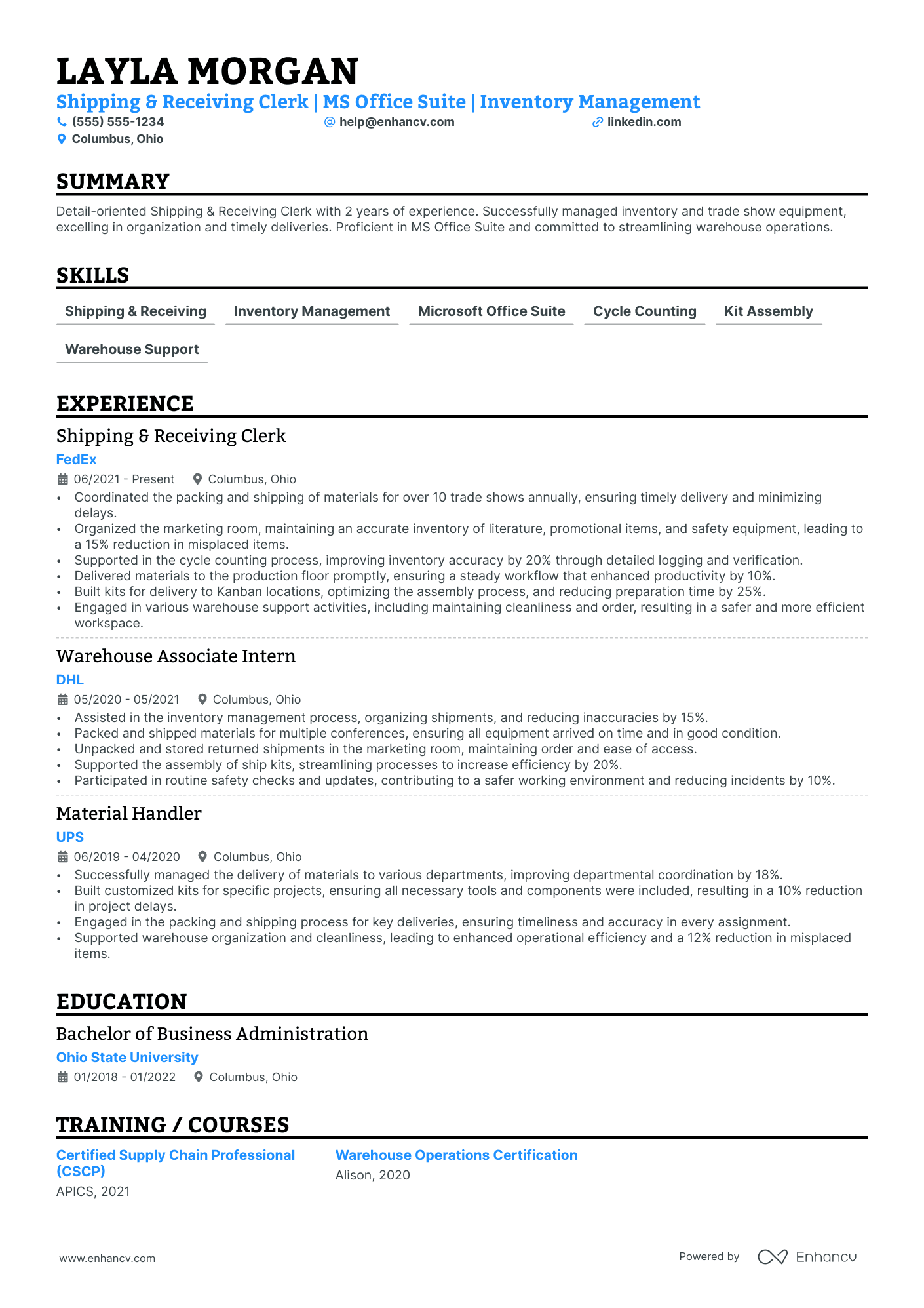 Lead Shipping Receiving Clerk Resume Example Resume Example