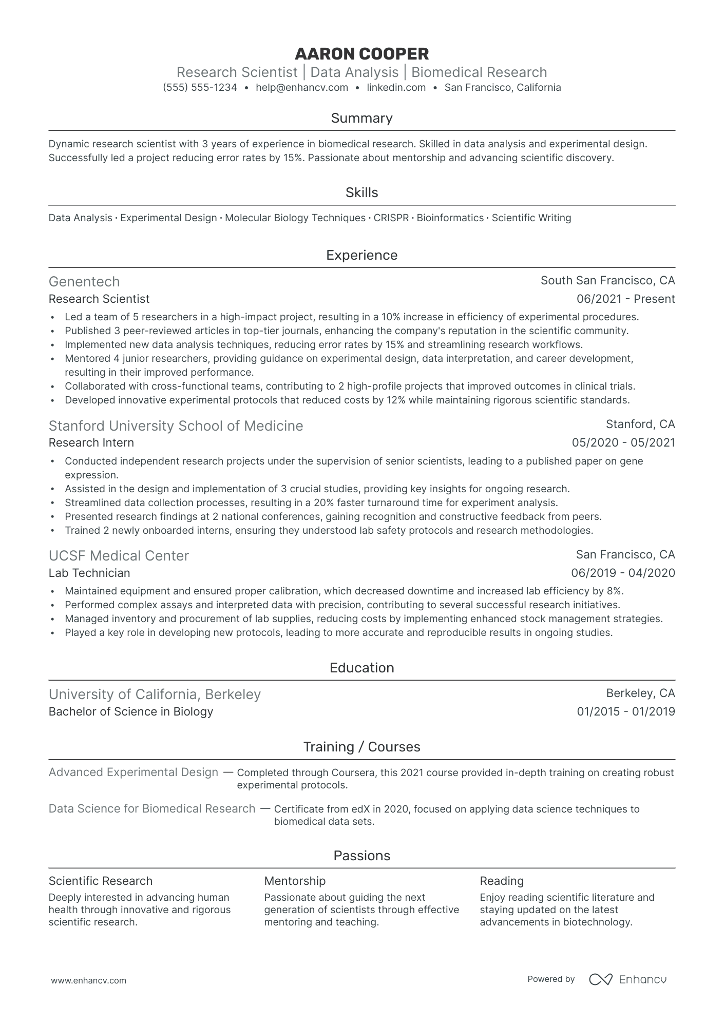 Senior Research Scientist resume example