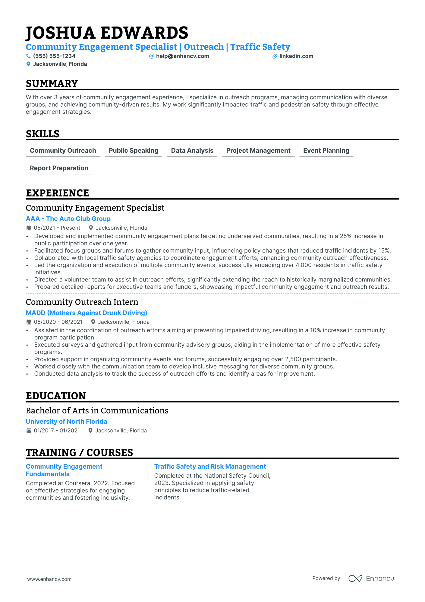 Community Engagement Manager resume example