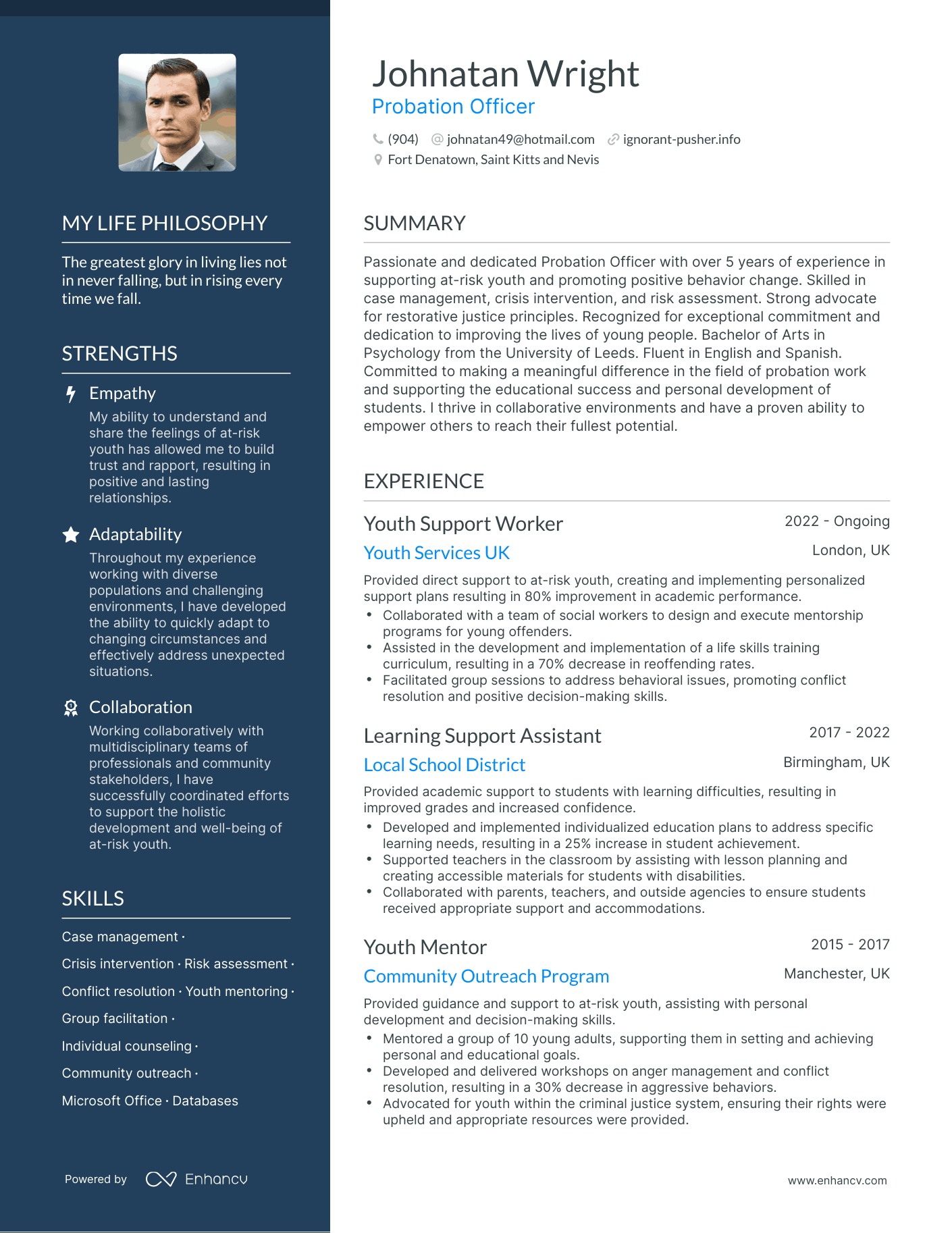Probation Officer resume example