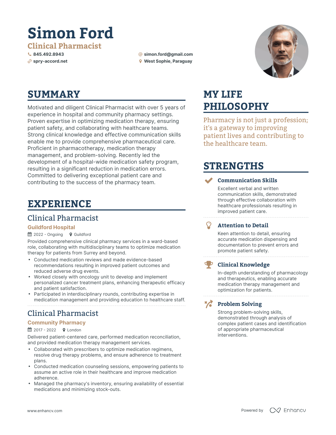 Clinical Pharmacist resume example