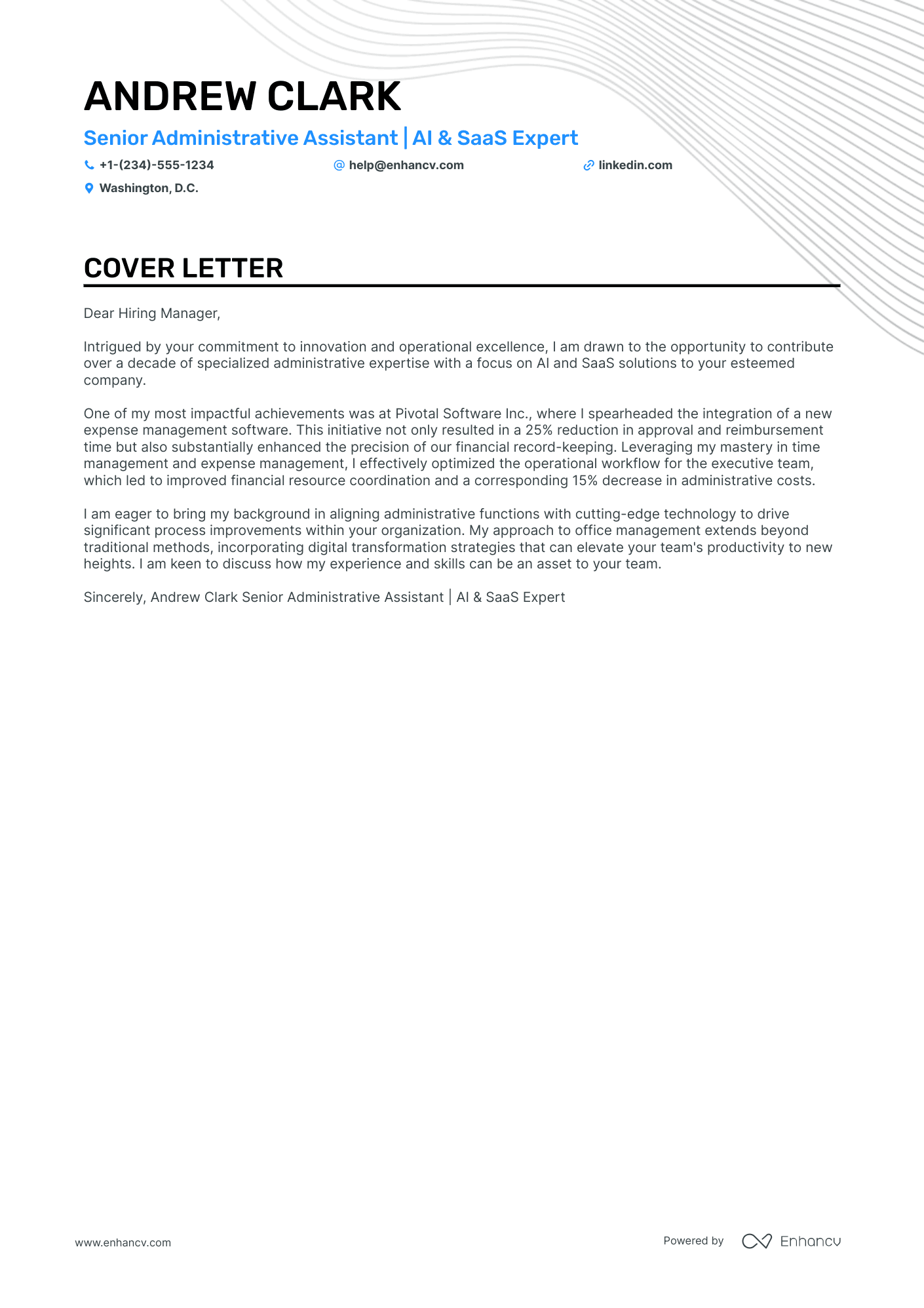 Executive Administrative Assistant cover letter