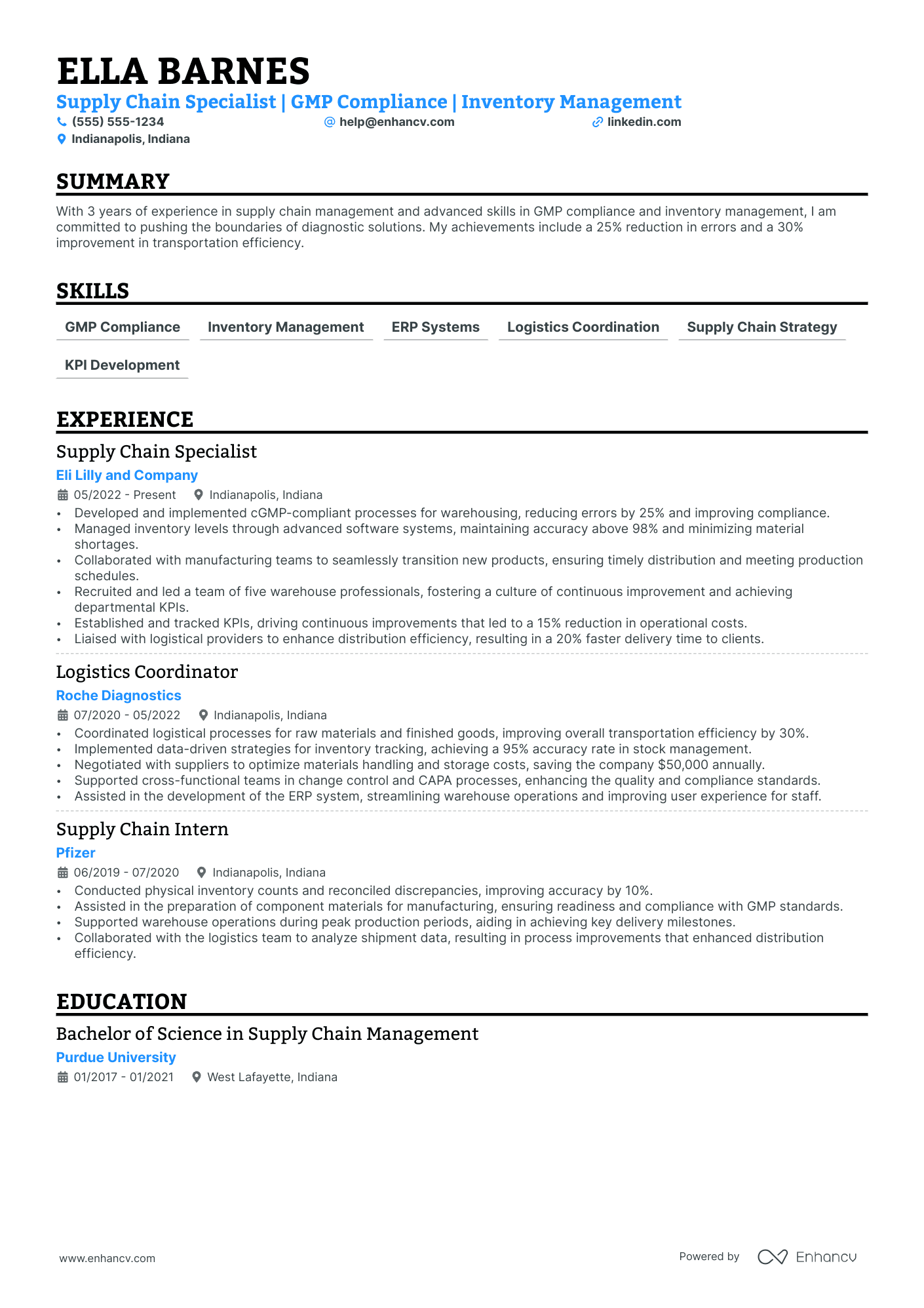 Supply Chain Manager - Distribution Resume Example Resume Example