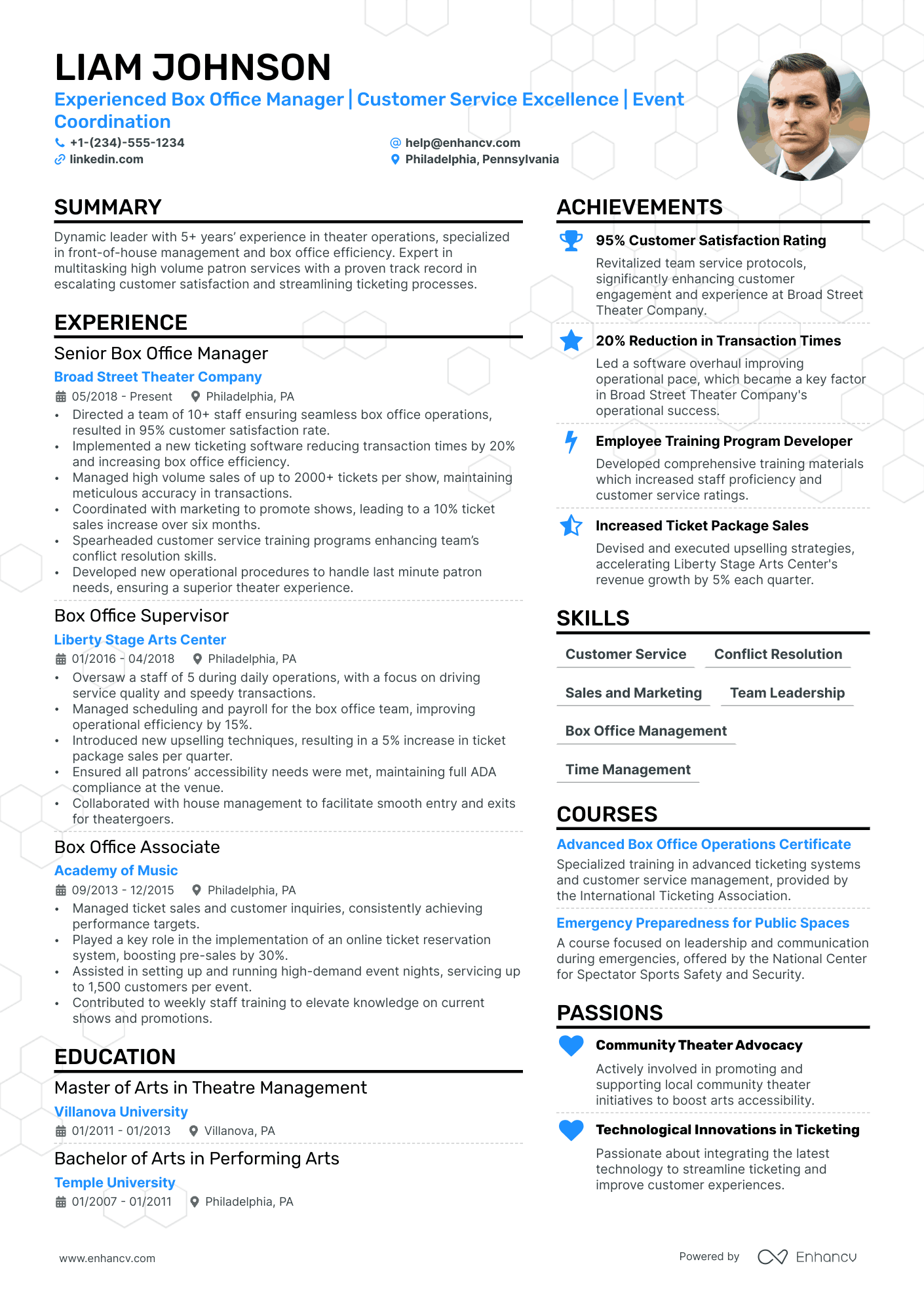 Front of House Manager resume example