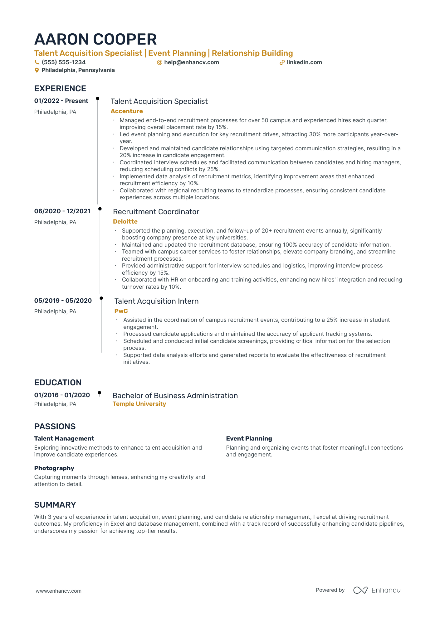 Talent Acquisition Specialist resume example