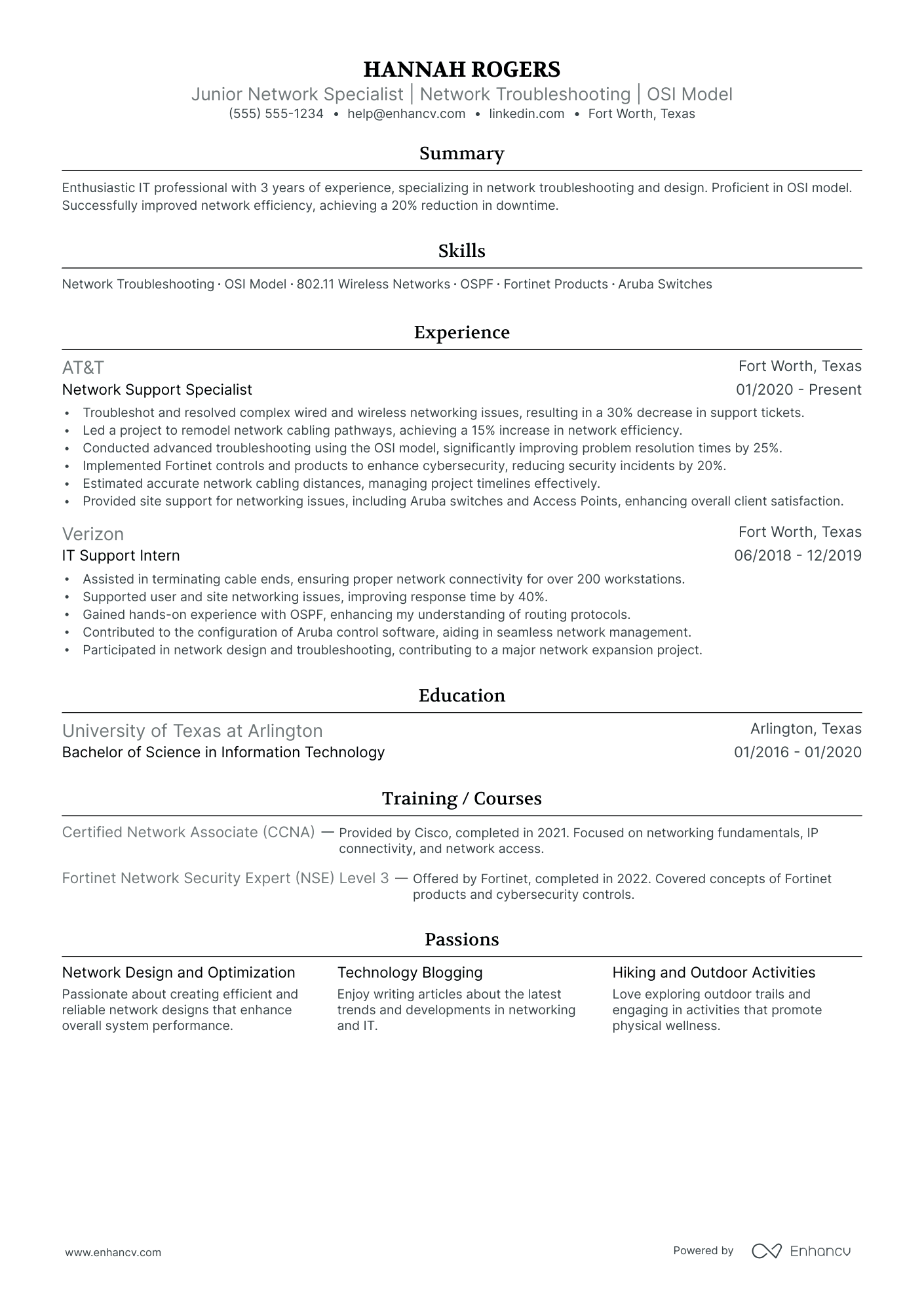 Network Services Engineer resume example