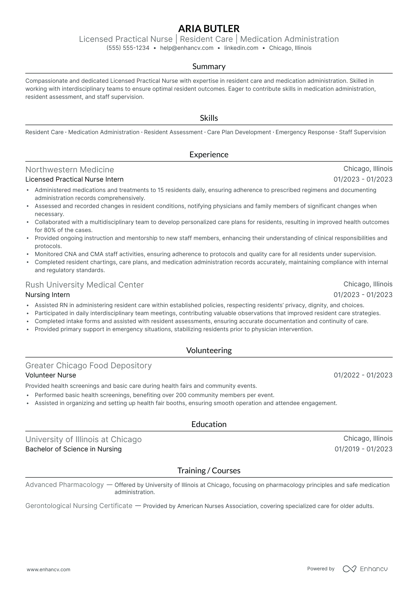 Entry-Level Licensed Vocational Nurse resume example