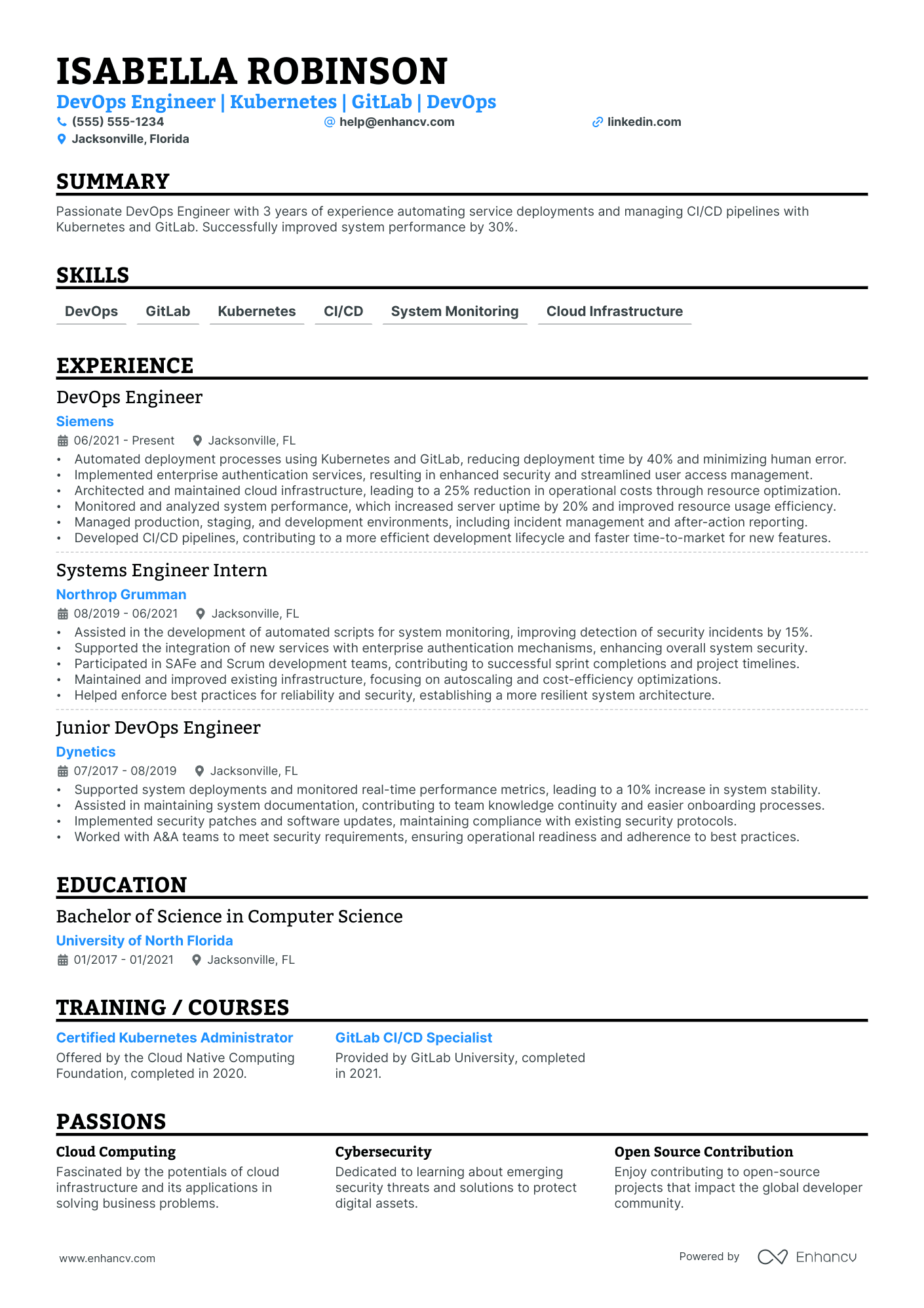 DevOps Support Engineer resume example