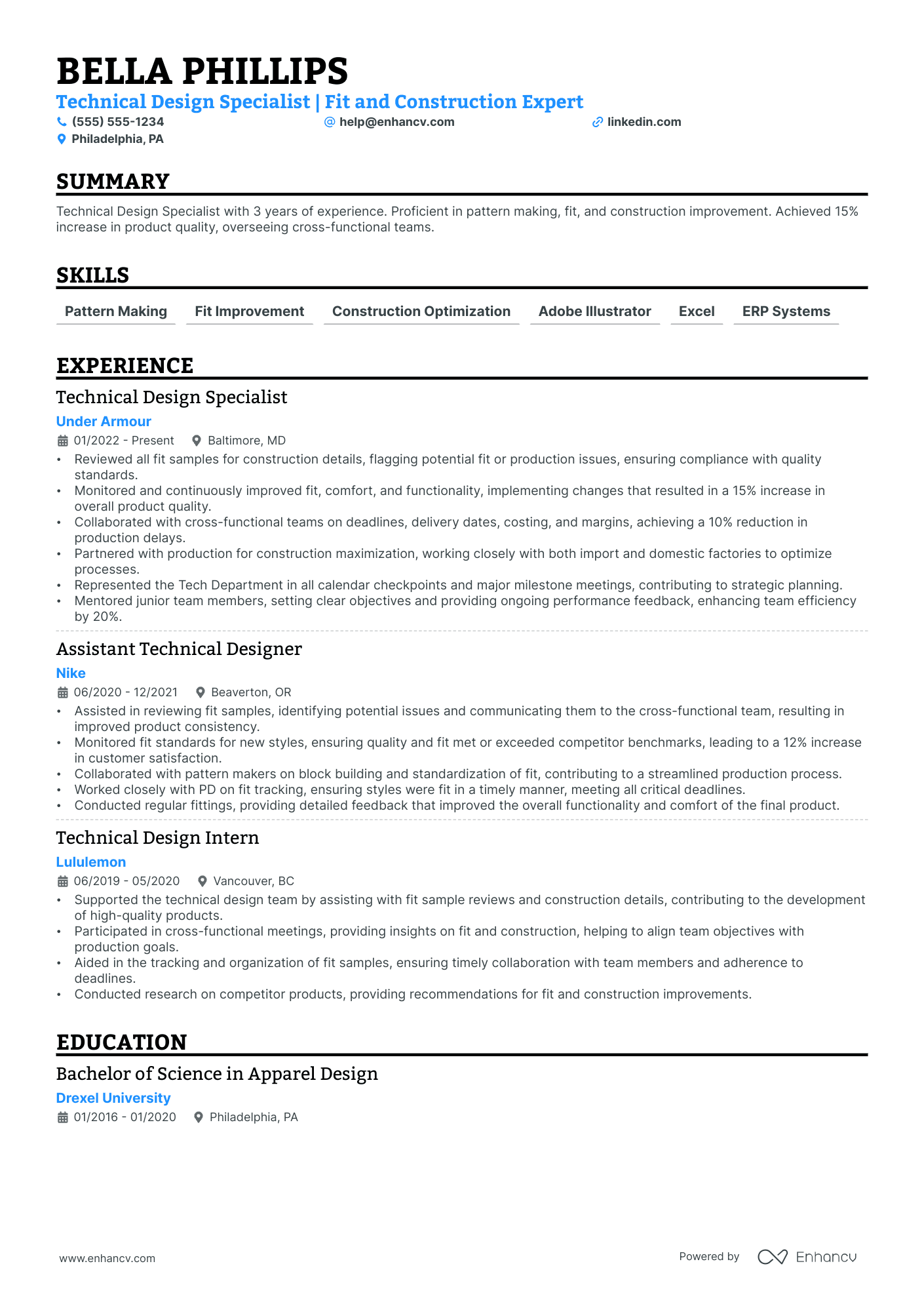 Product Design Manager resume example