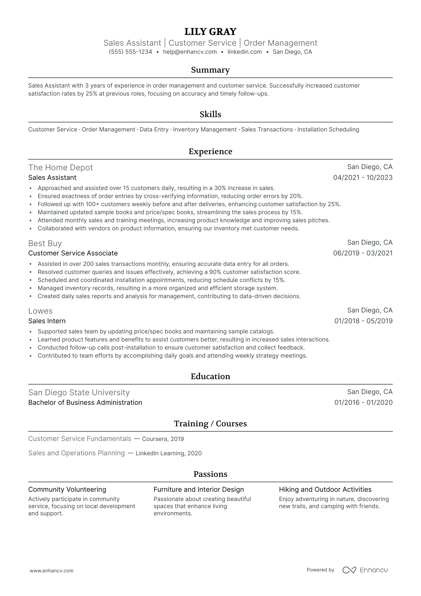 Virtual Sales Assistant resume example