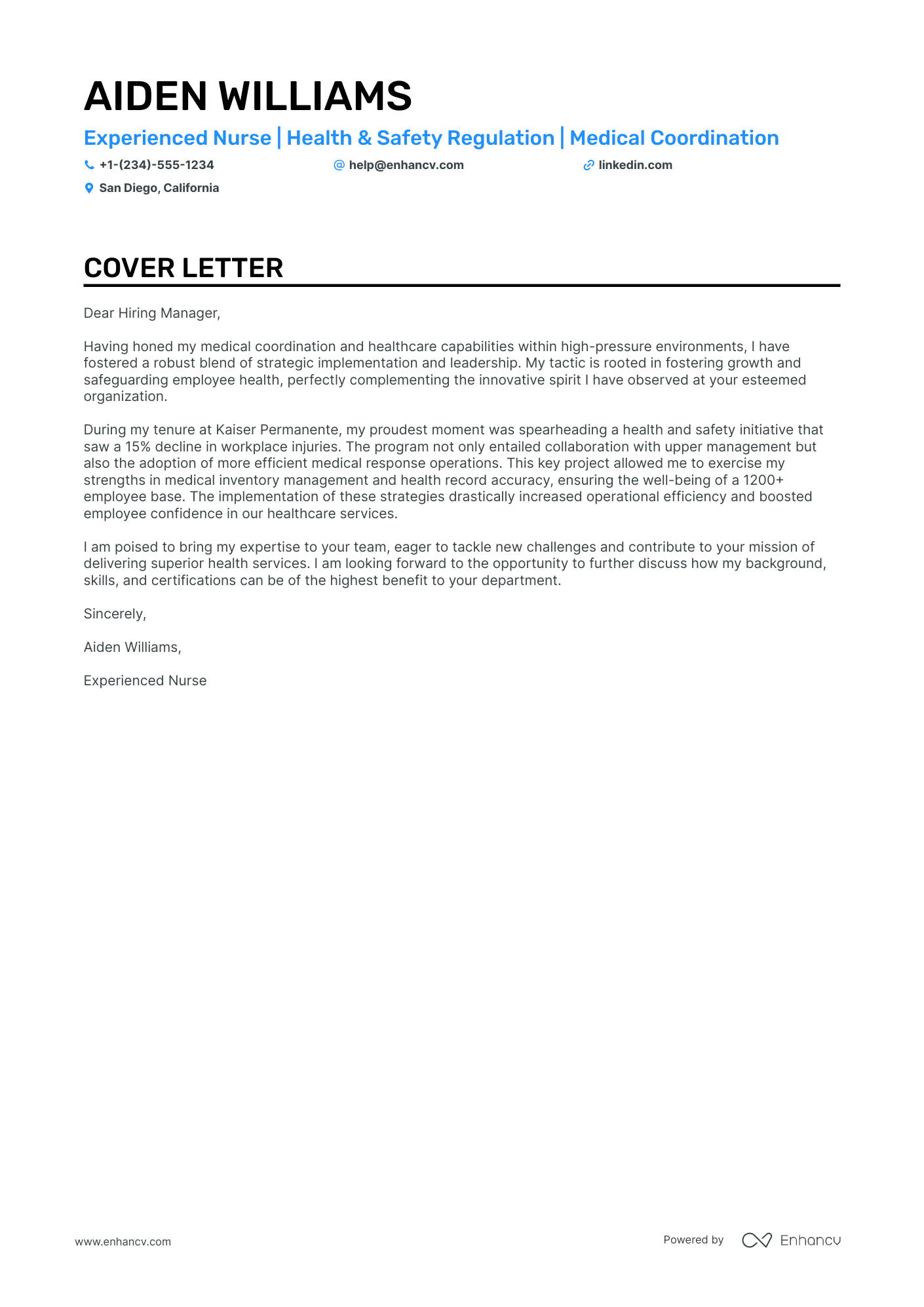 Company Nurse cover letter
