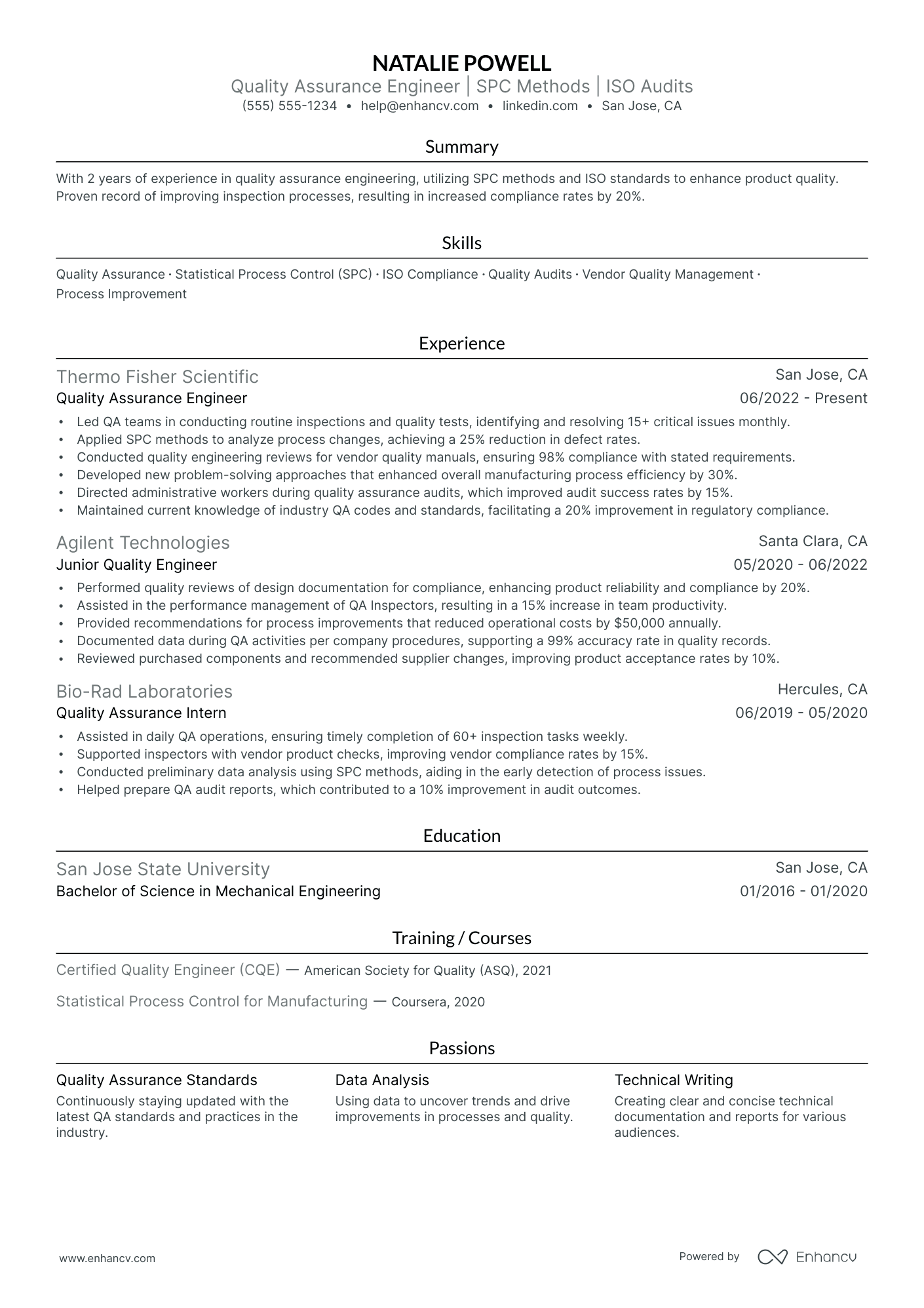 Manufacturing Quality Assurance Engineer Resume Example Resume Example