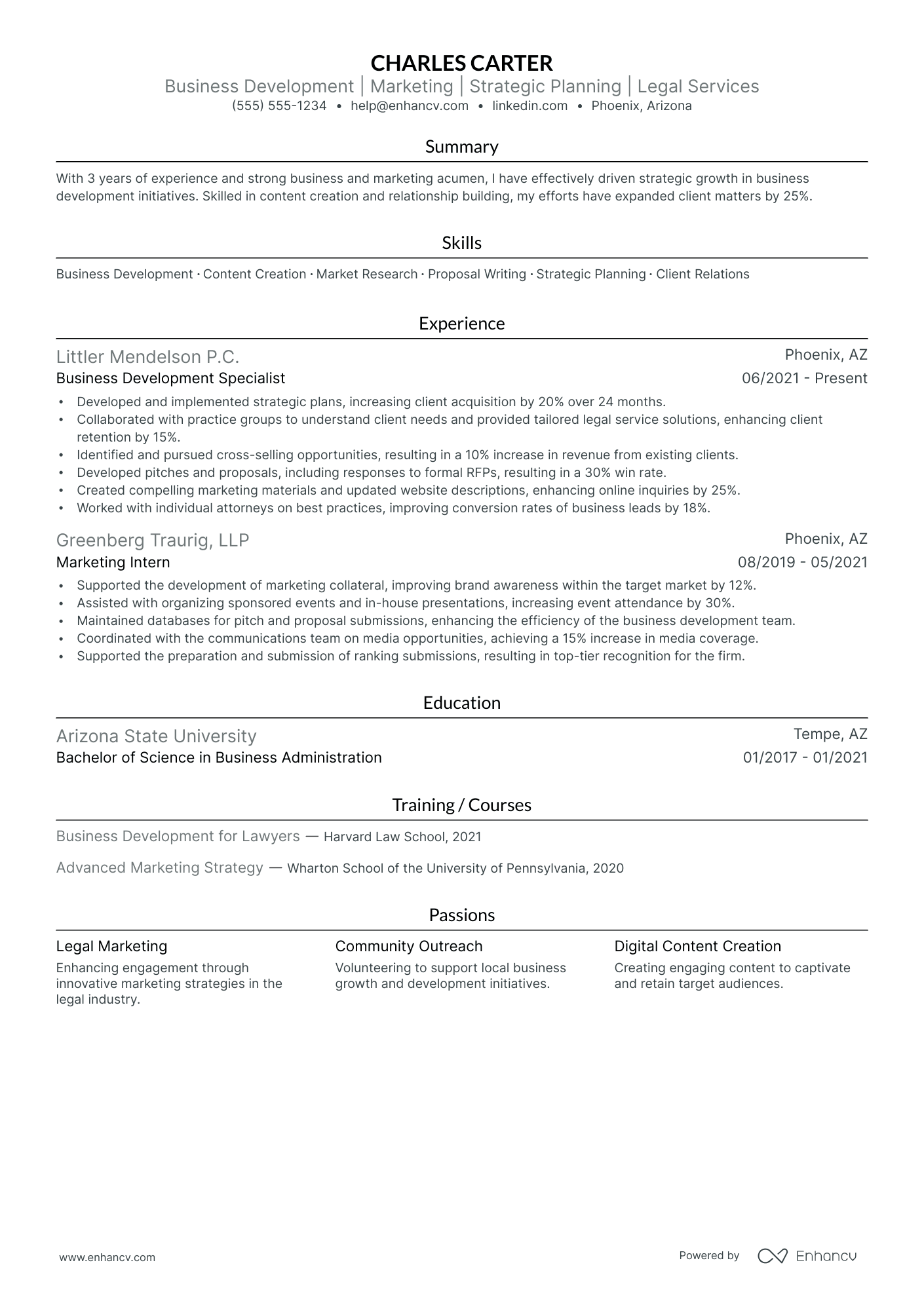 Business Development and Marketing Manager Resume Example Resume Example