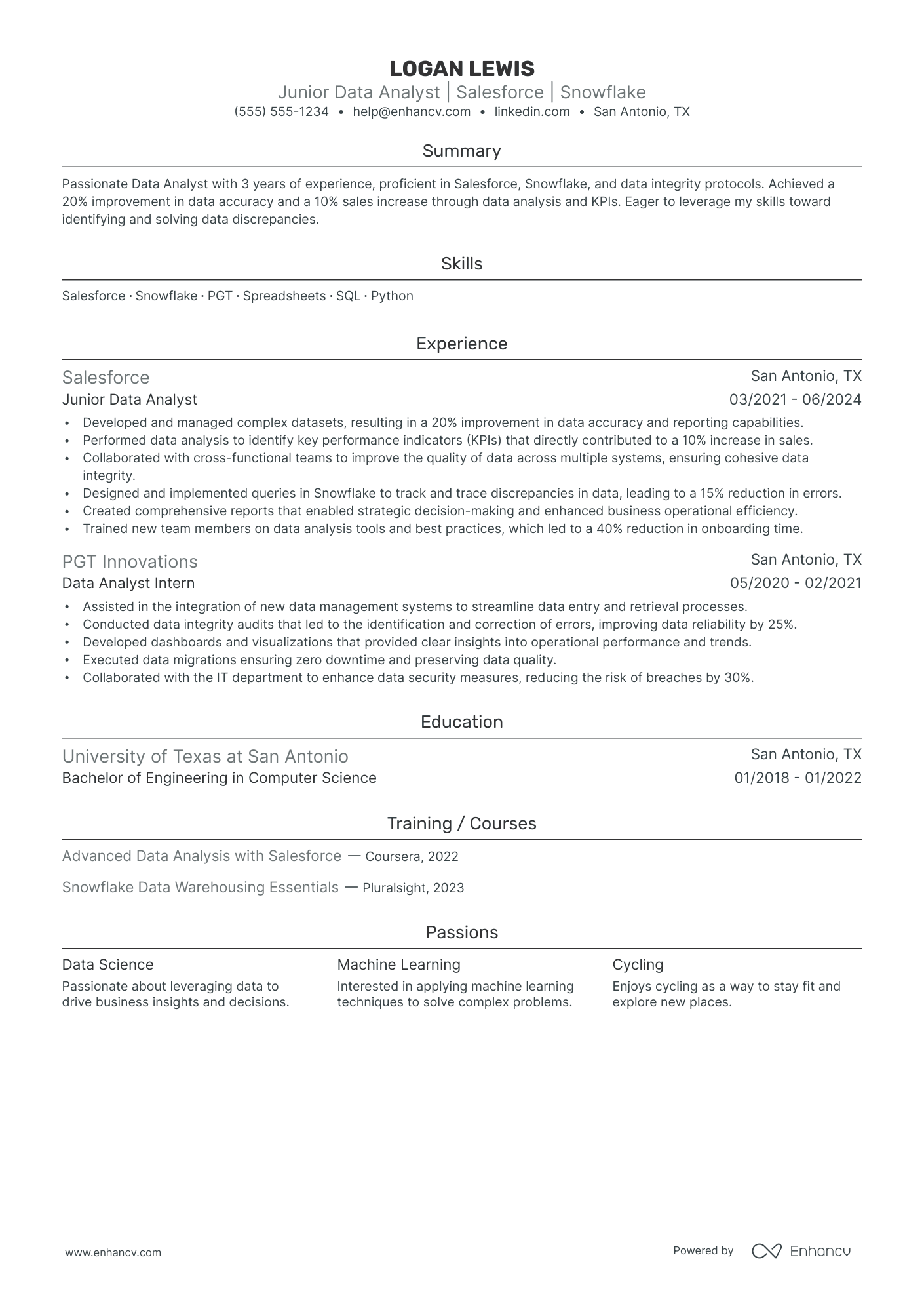 Data Analyst Consultant resume example