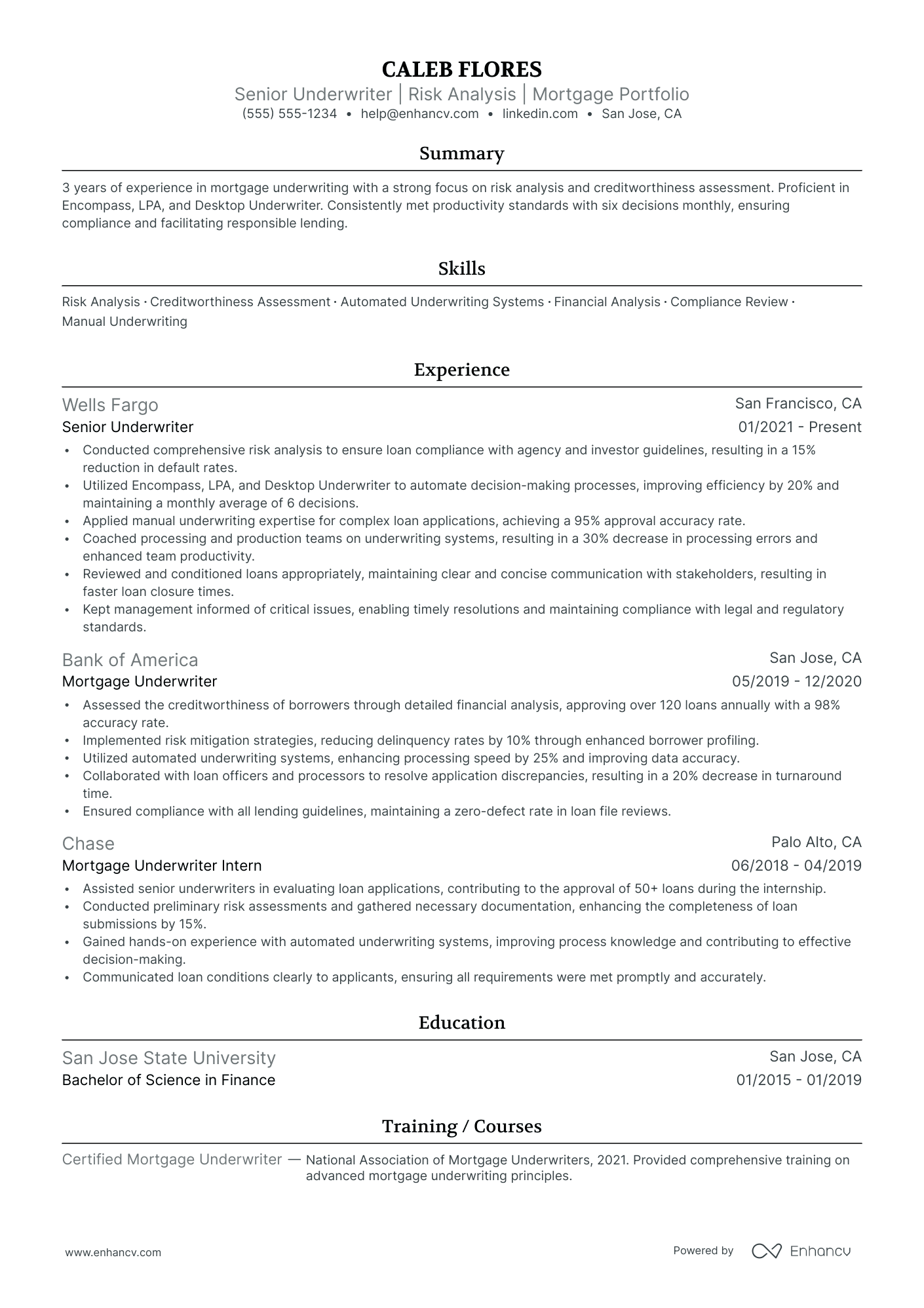 Senior Underwriter resume example