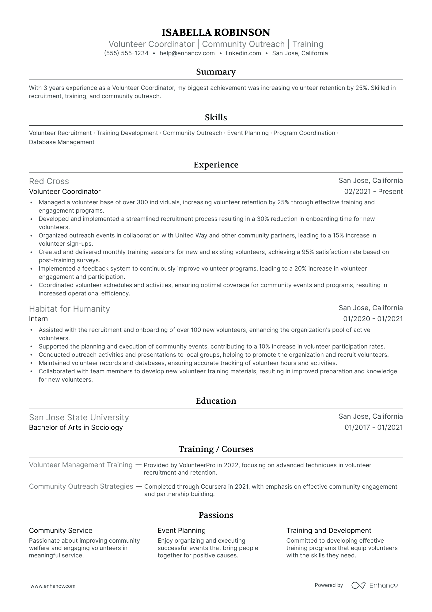 Volunteer Coordinator resume example