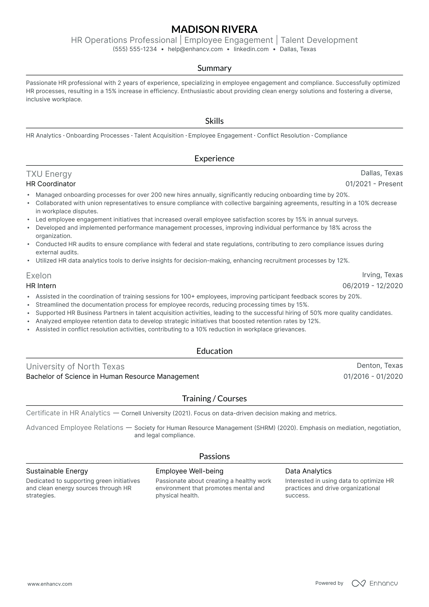 HR Operations and Employee Engagement Manager Resume Example Resume Example