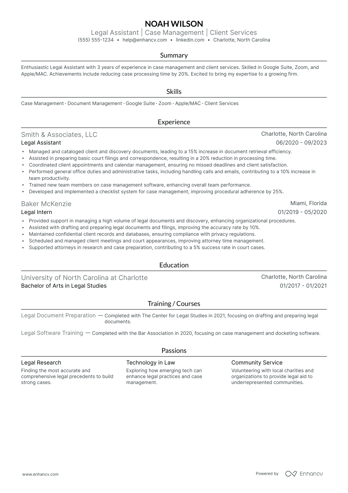 Virtual Legal Assistant resume example