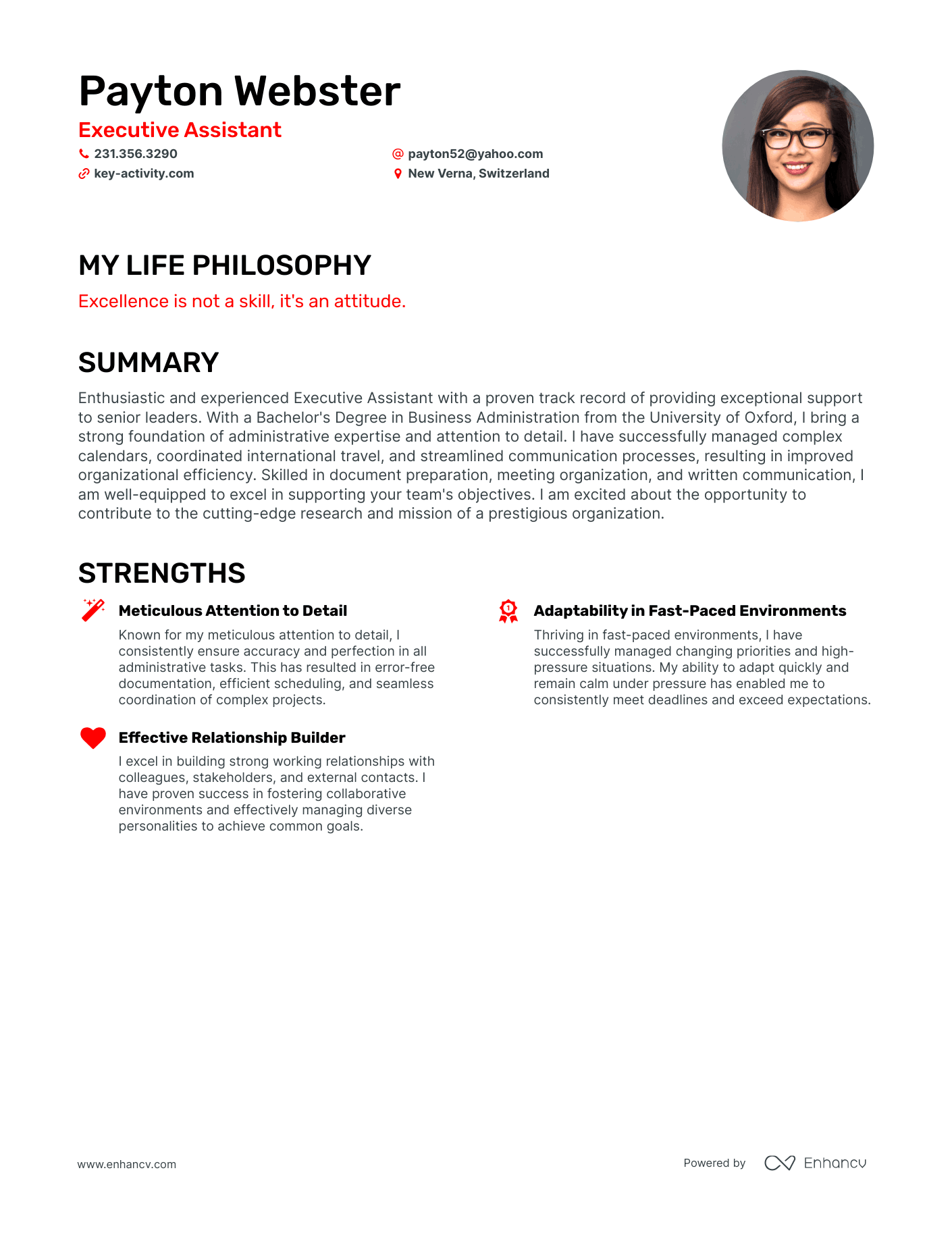 Creative Executive Assistant Resume Example