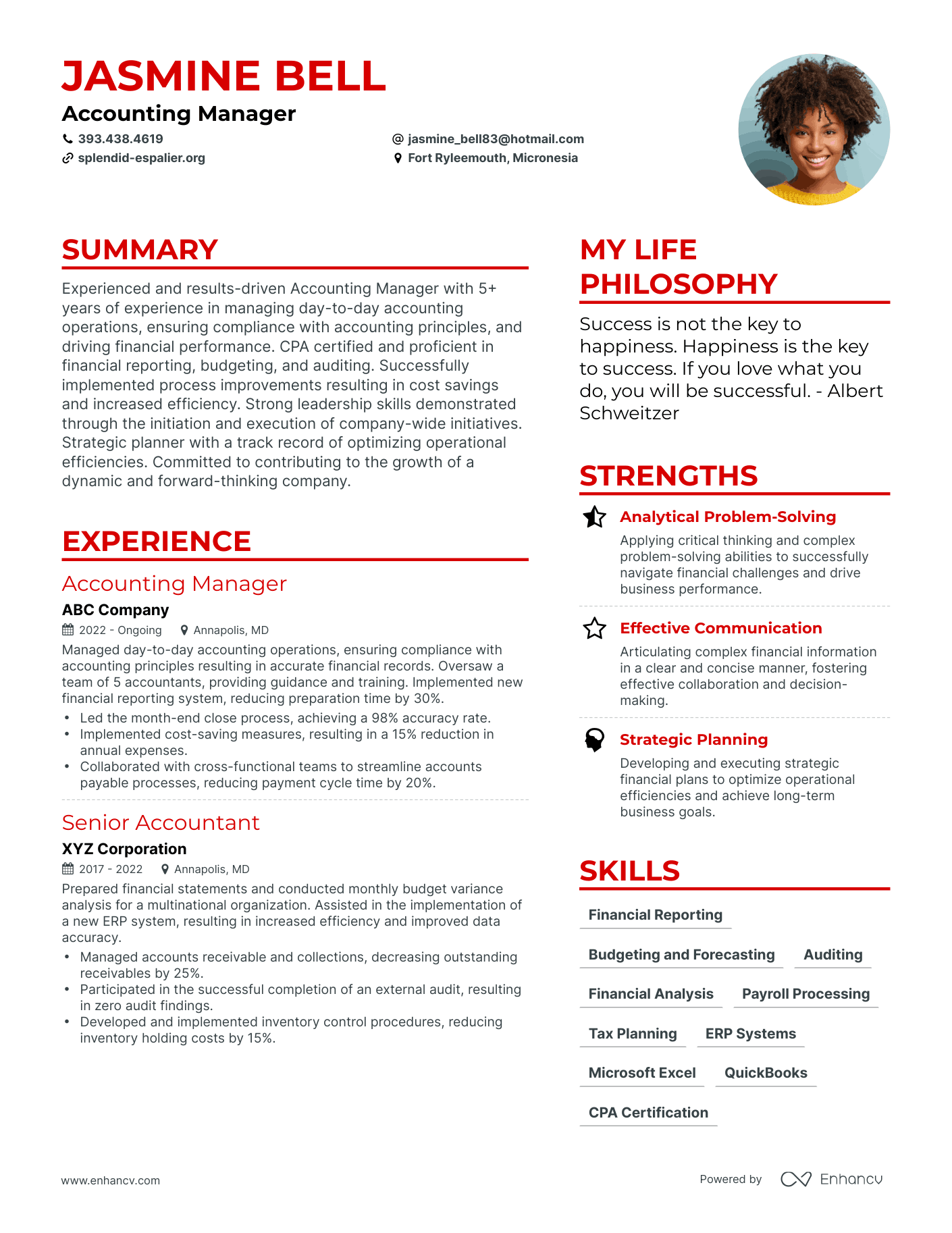 Manager Accountant Resume Sample