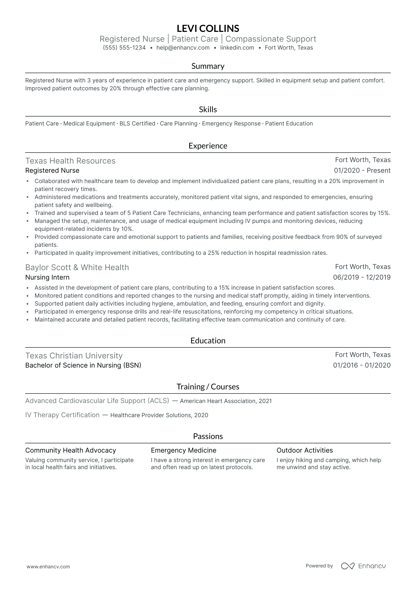 Travel Oncology Nurse resume example