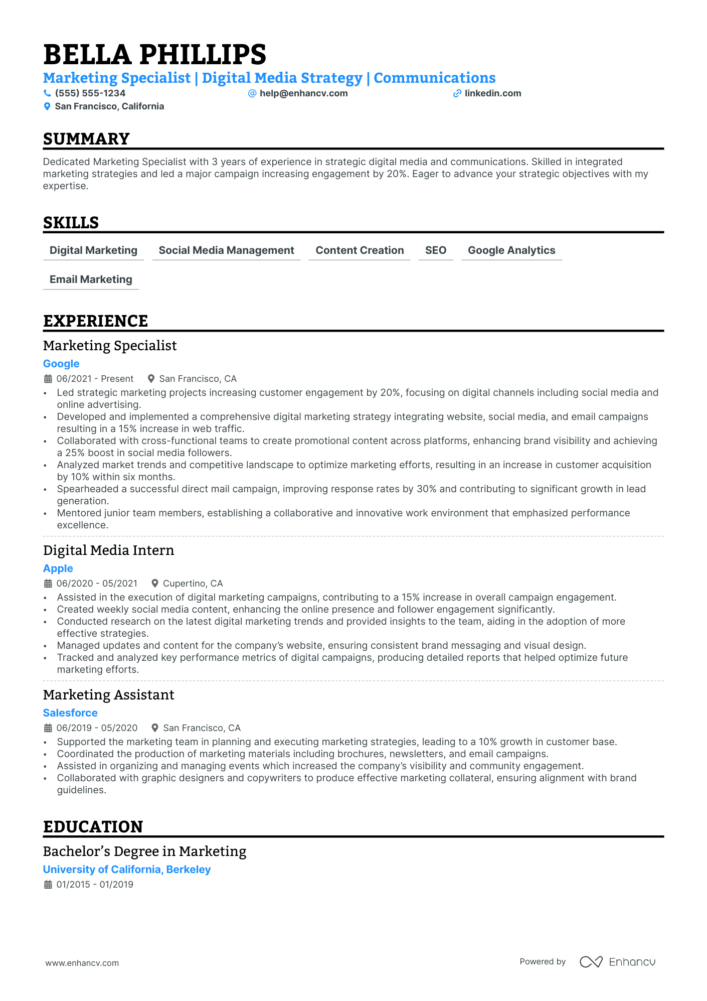 Director of Digital Marketing resume example