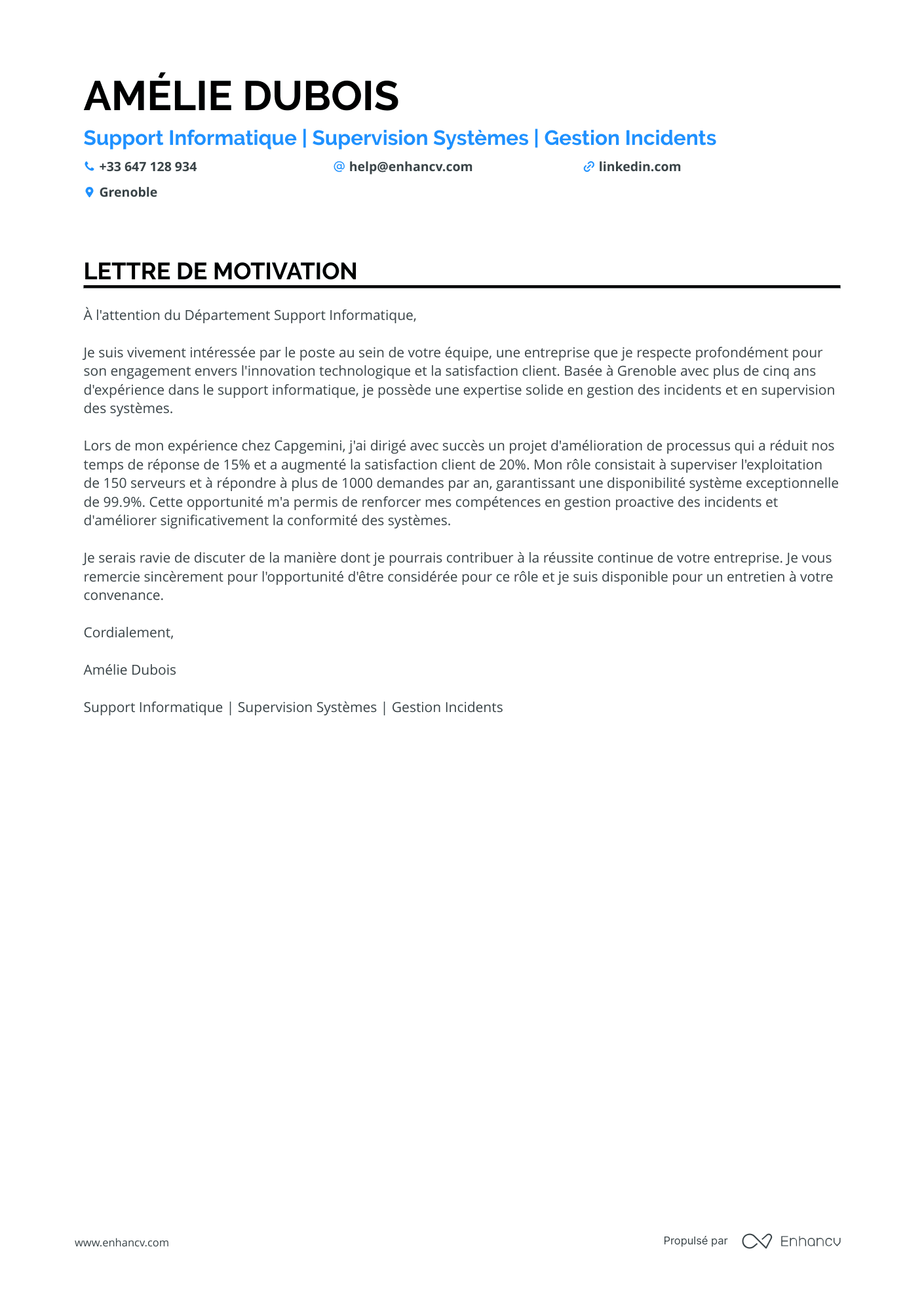 Informatique Lettre de motivation