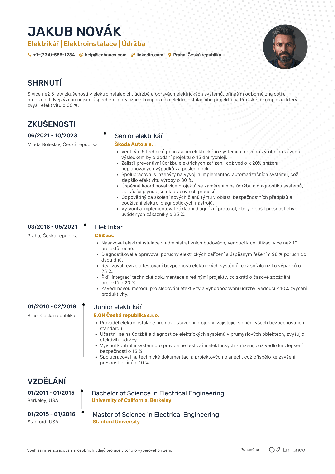 Elektrikář CV