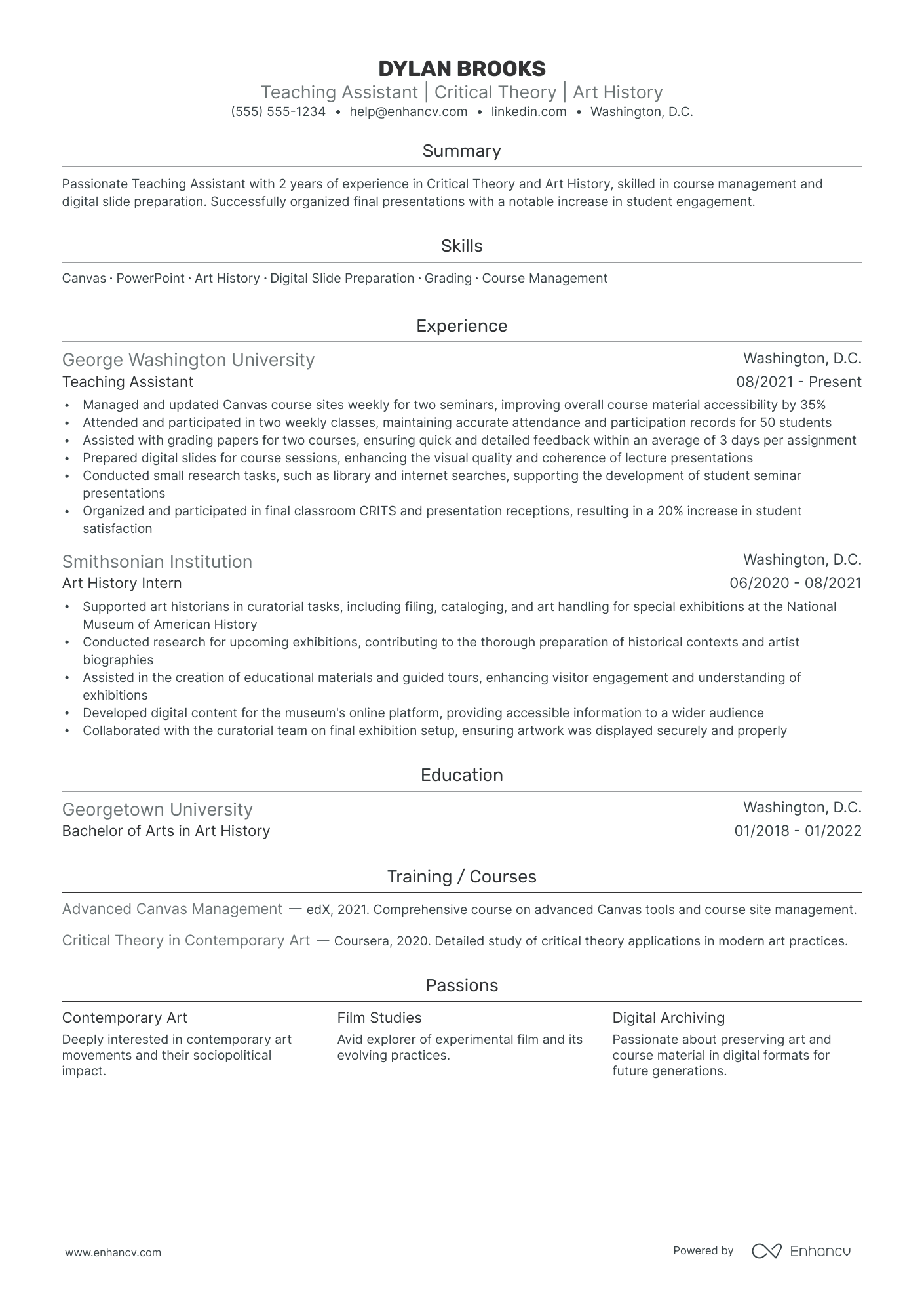 Art Teacher Assistant resume example