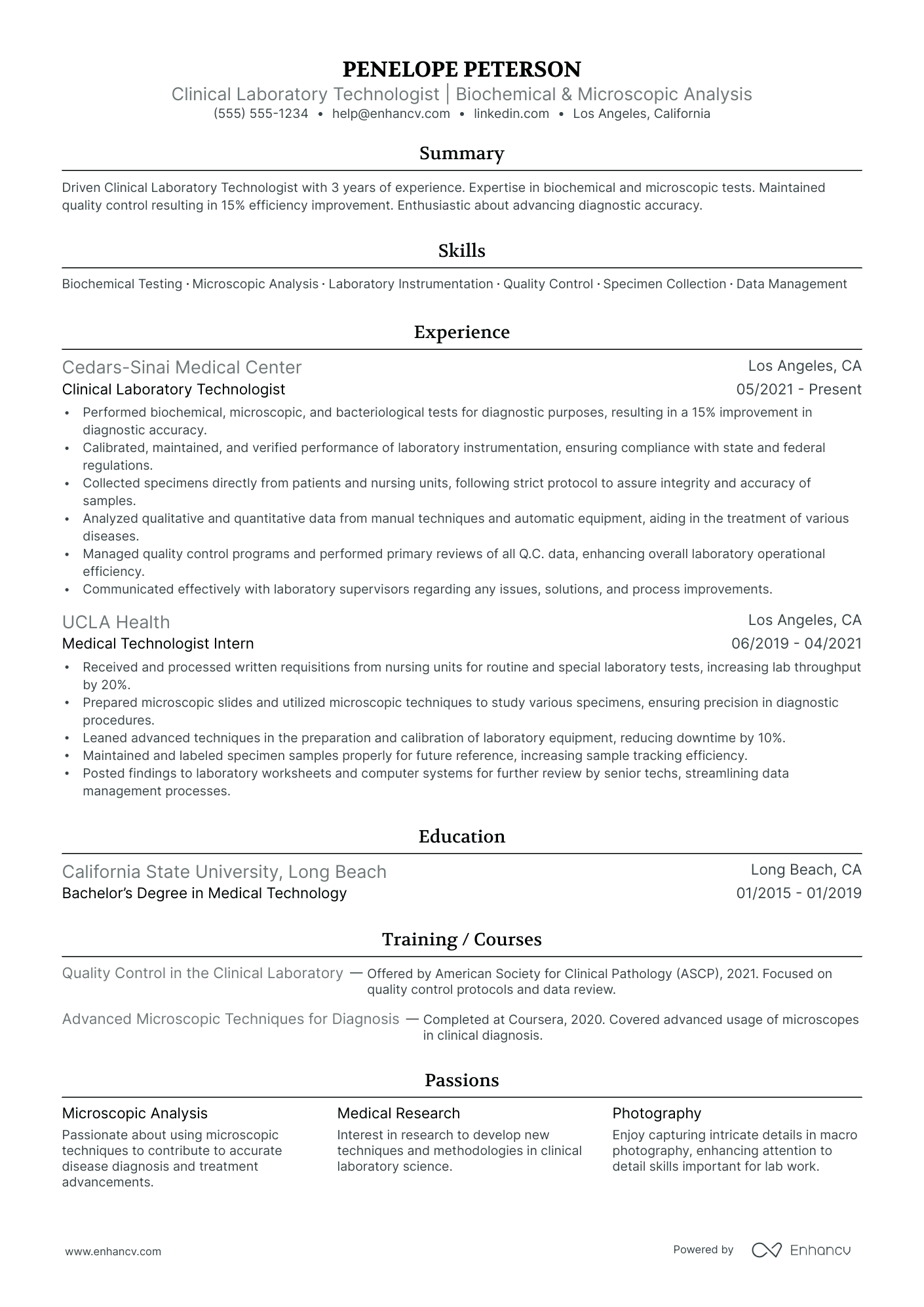 Medical Technologist in Biochemistry Resume Example Resume Example