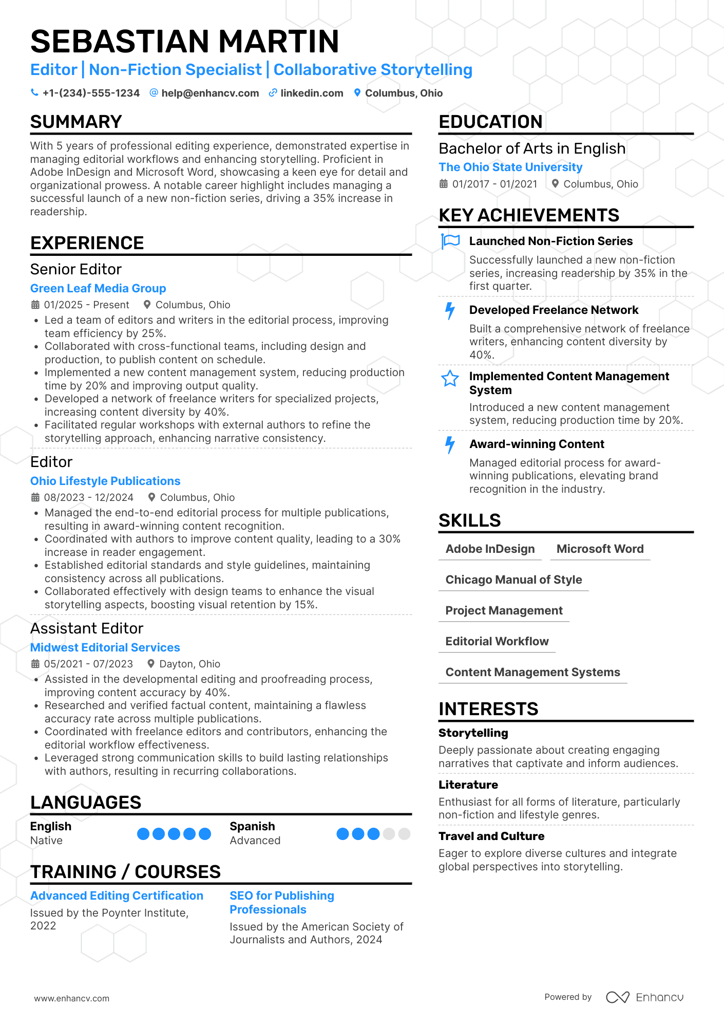 Editor resume example