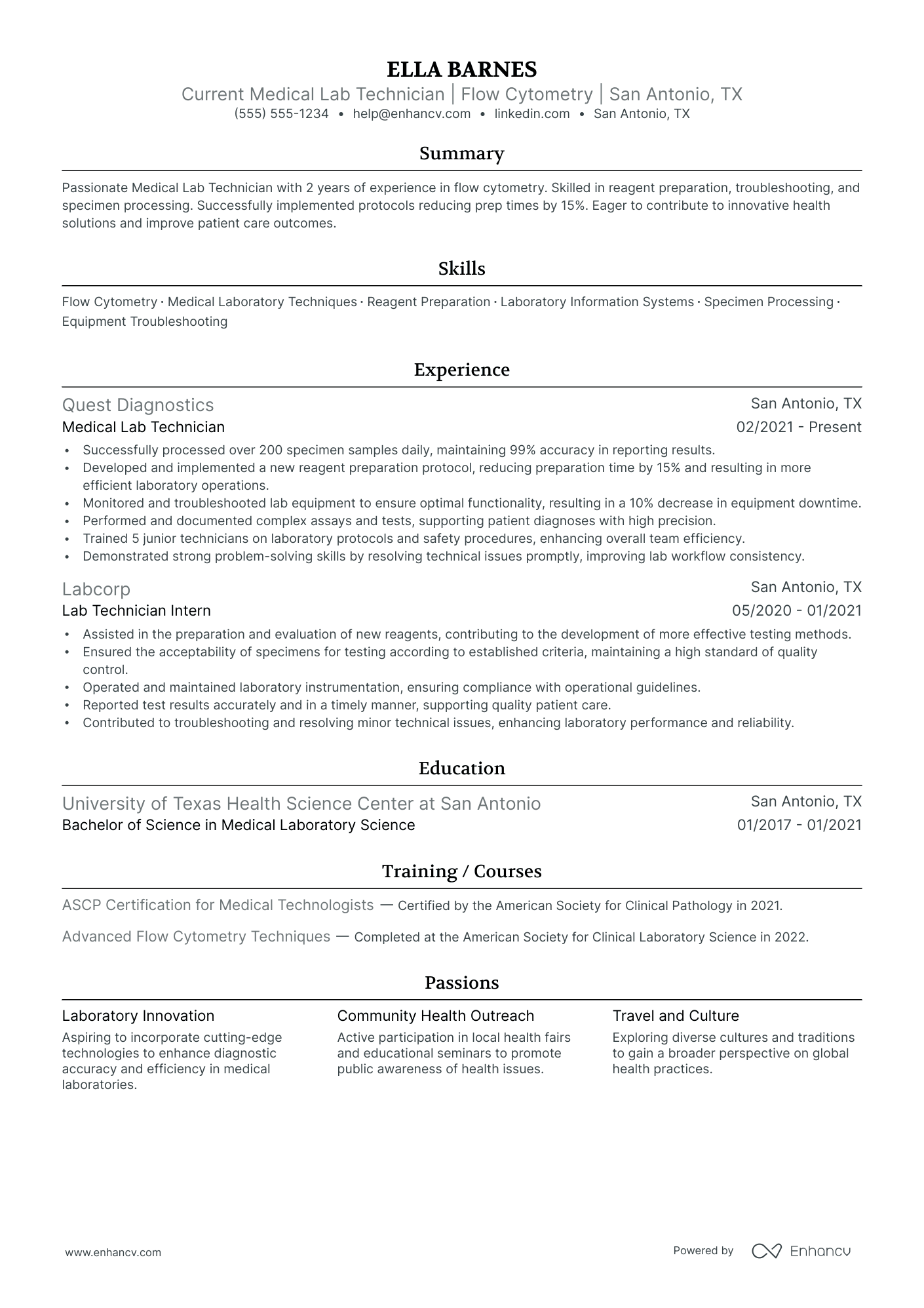 Biotechnology Lab Technician resume example