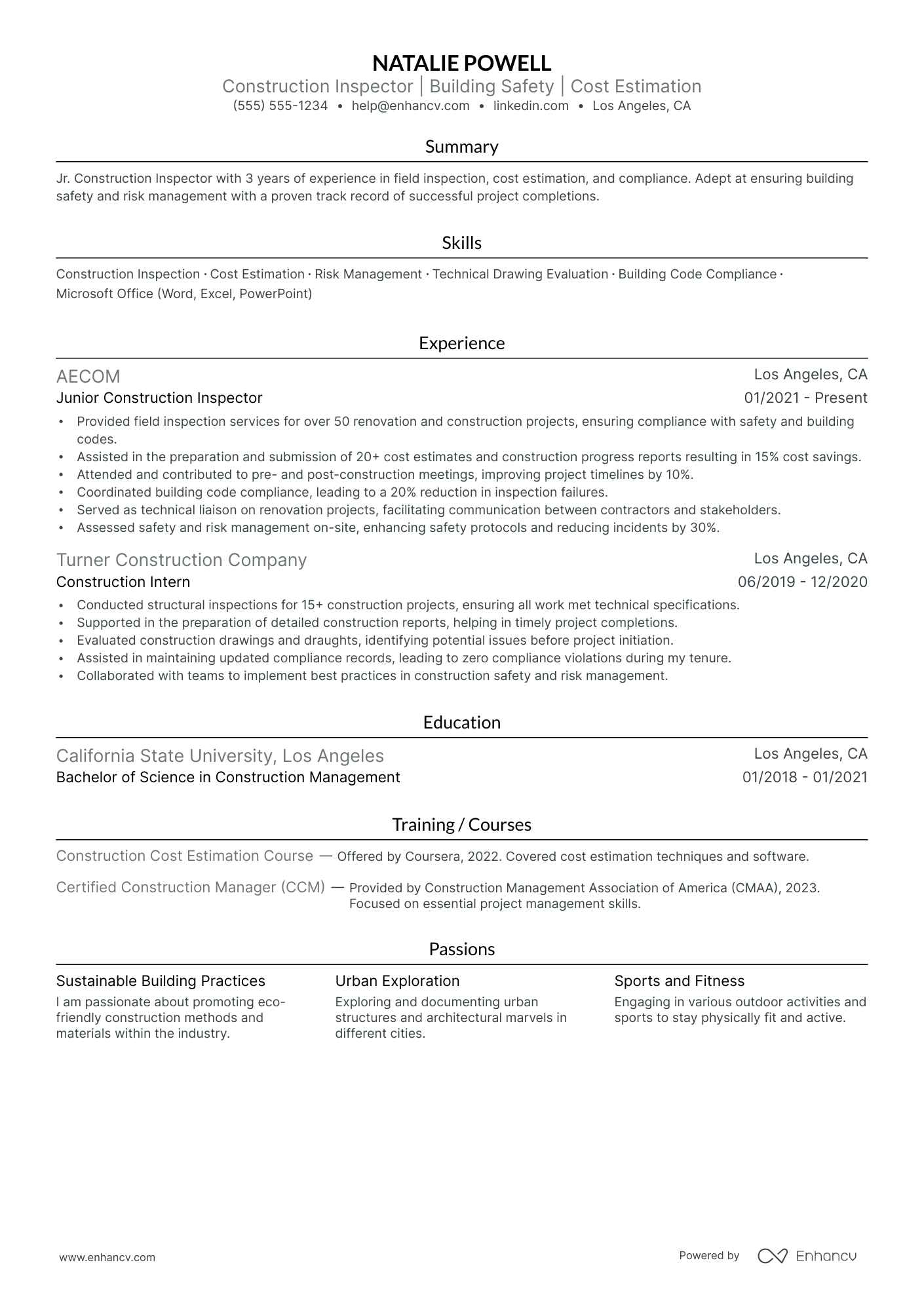 Renovation Contractor resume example