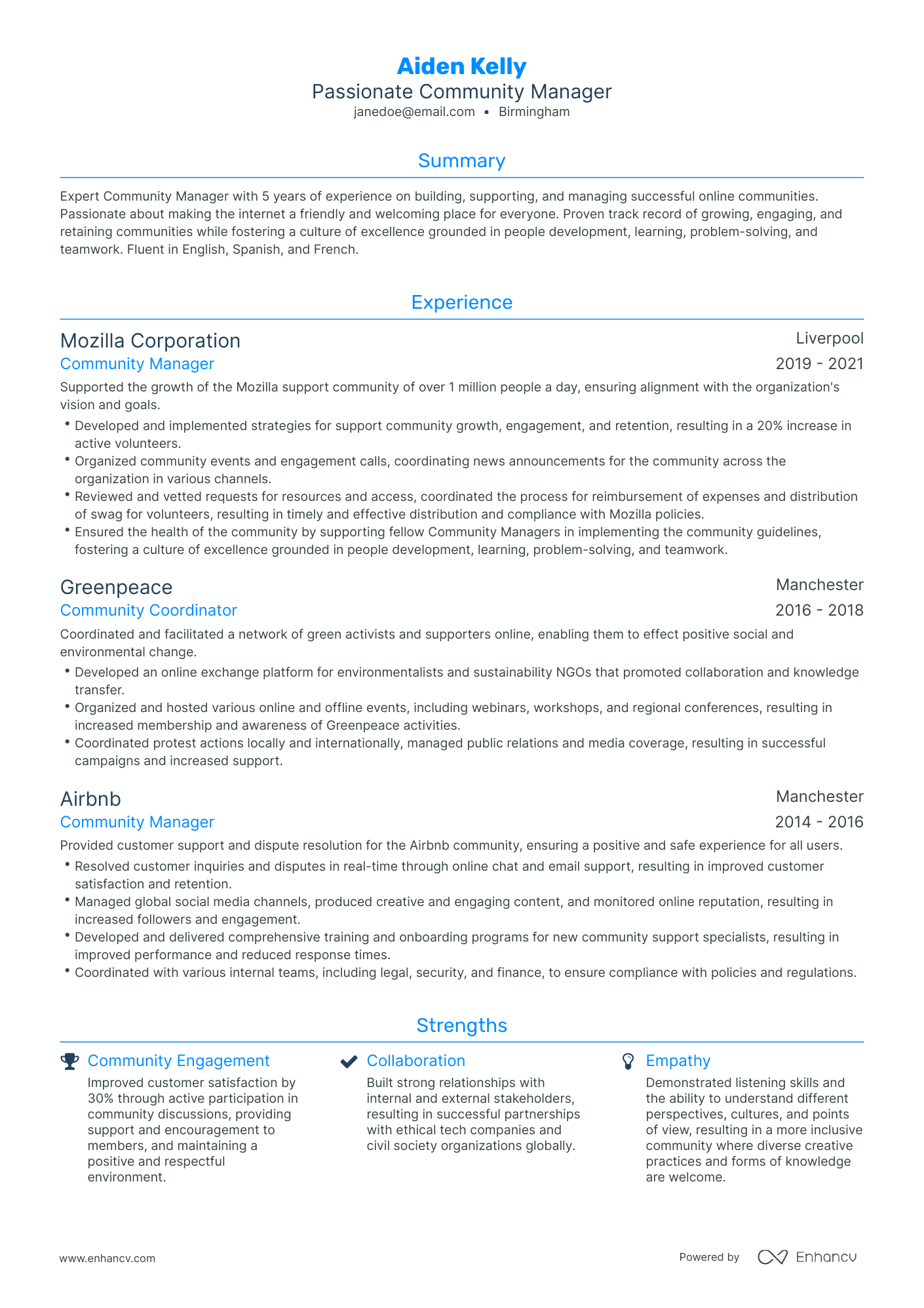 3 Community Manager CV Examples for 2023