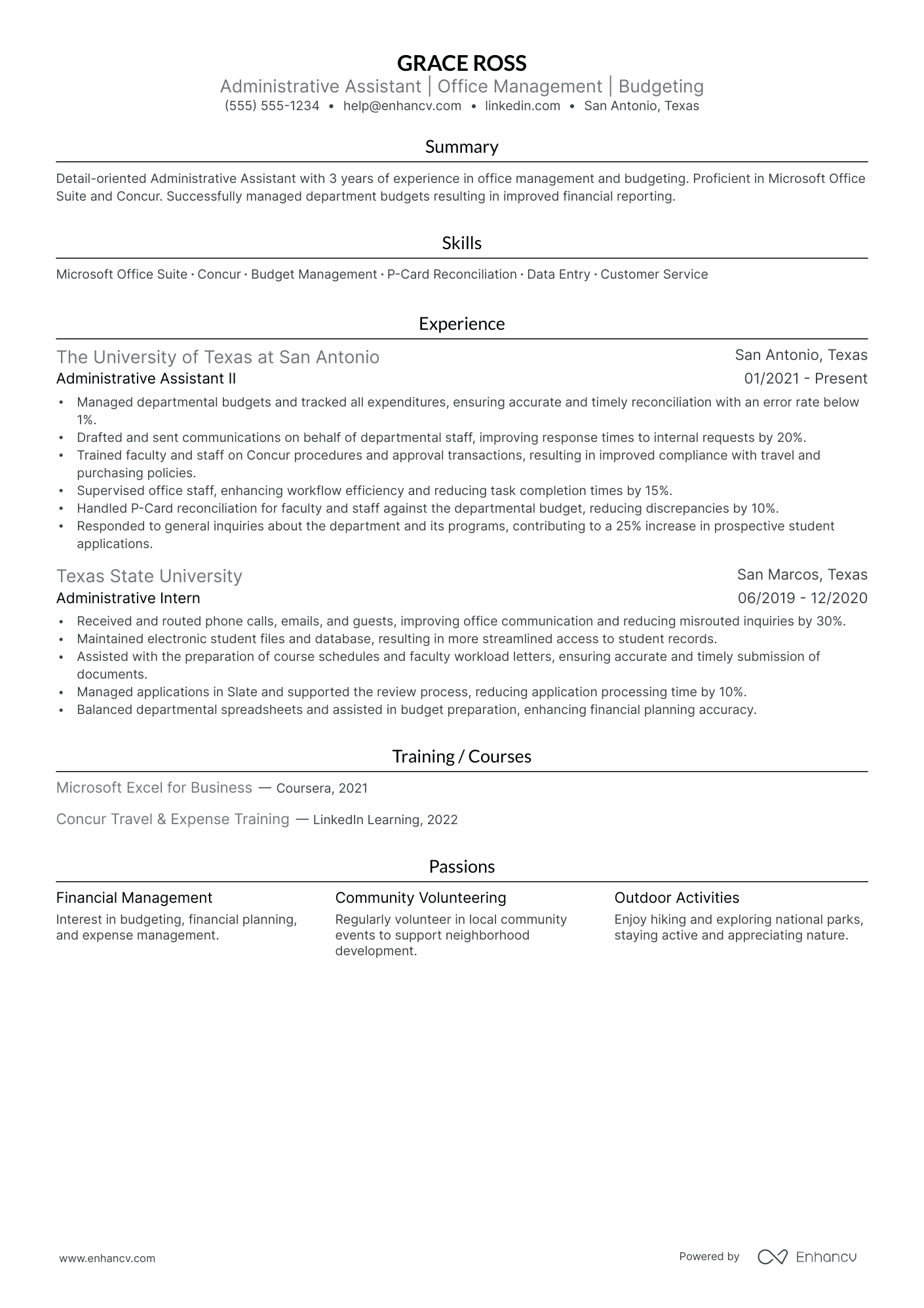 Volunteer Administrative Assistant resume example