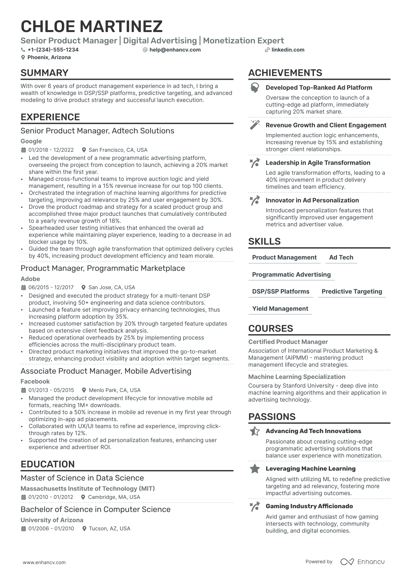 Principal Product Manager resume example