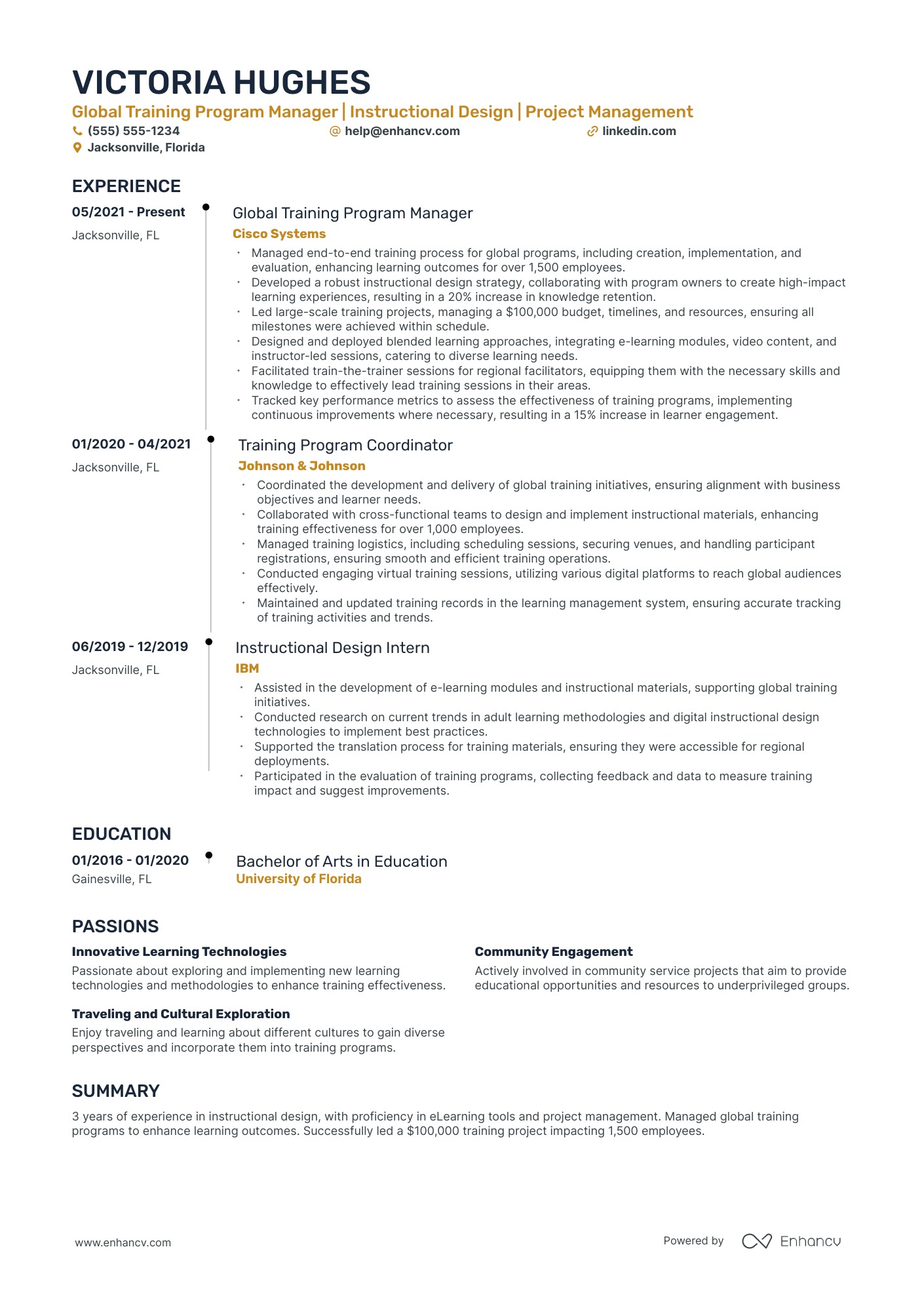 Instructional Design Manager resume example