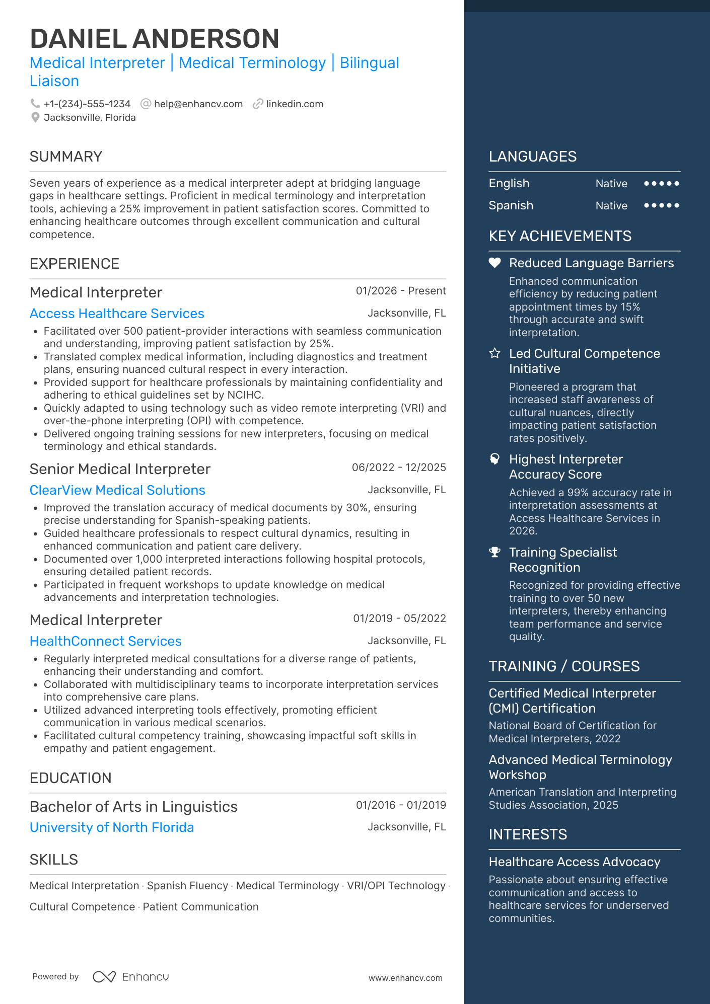 Medical Interpreter resume example