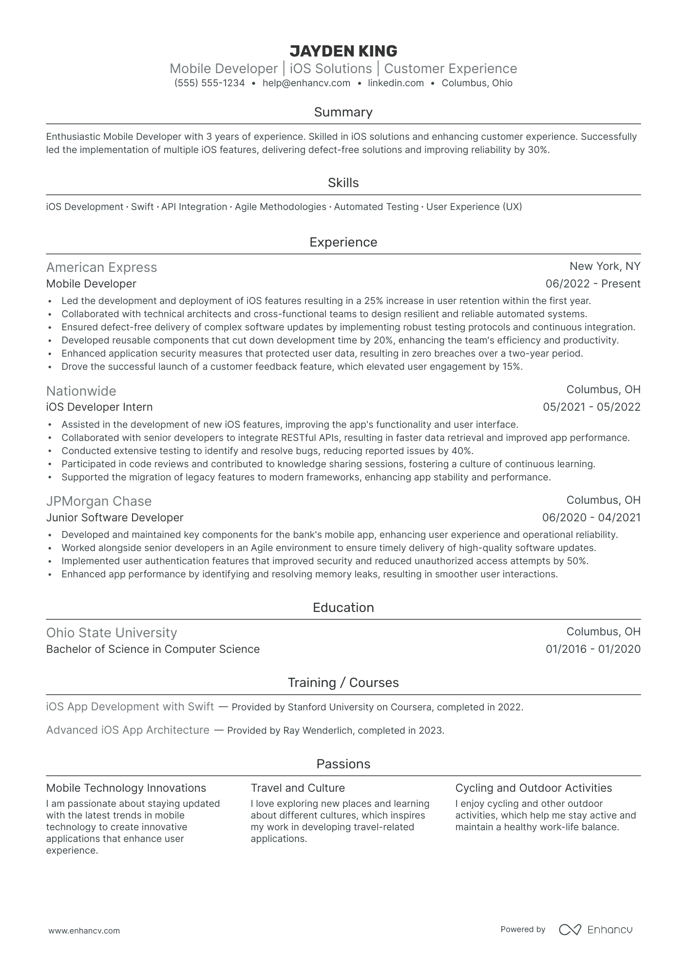 Java Mobile Developer resume example