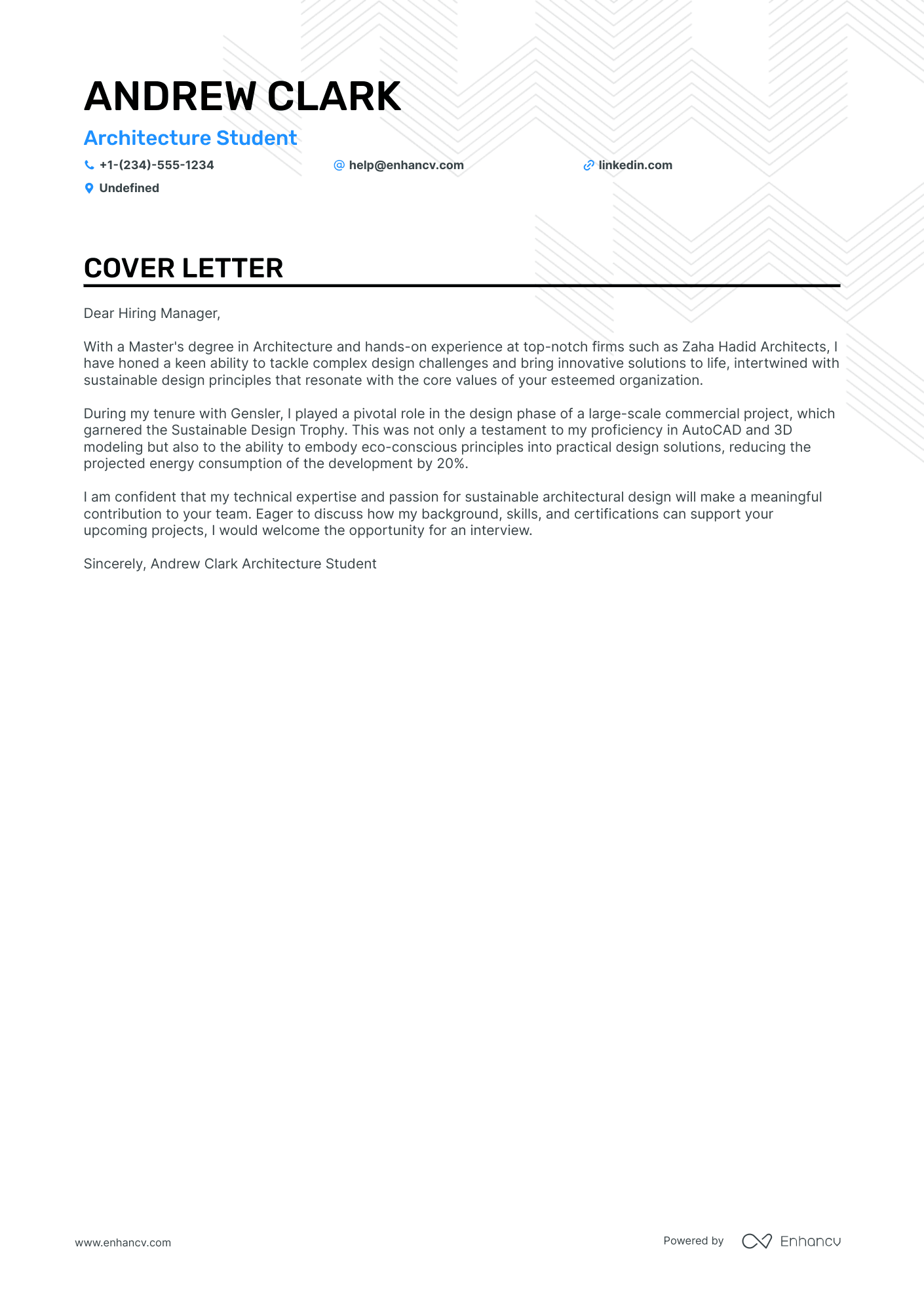 Architecture Student cover letter