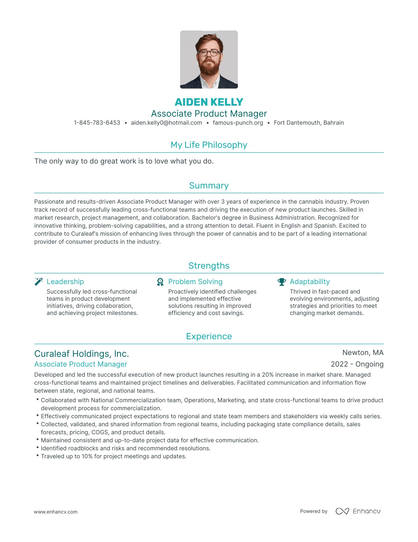 Modern Associate Product Manager Resume Example