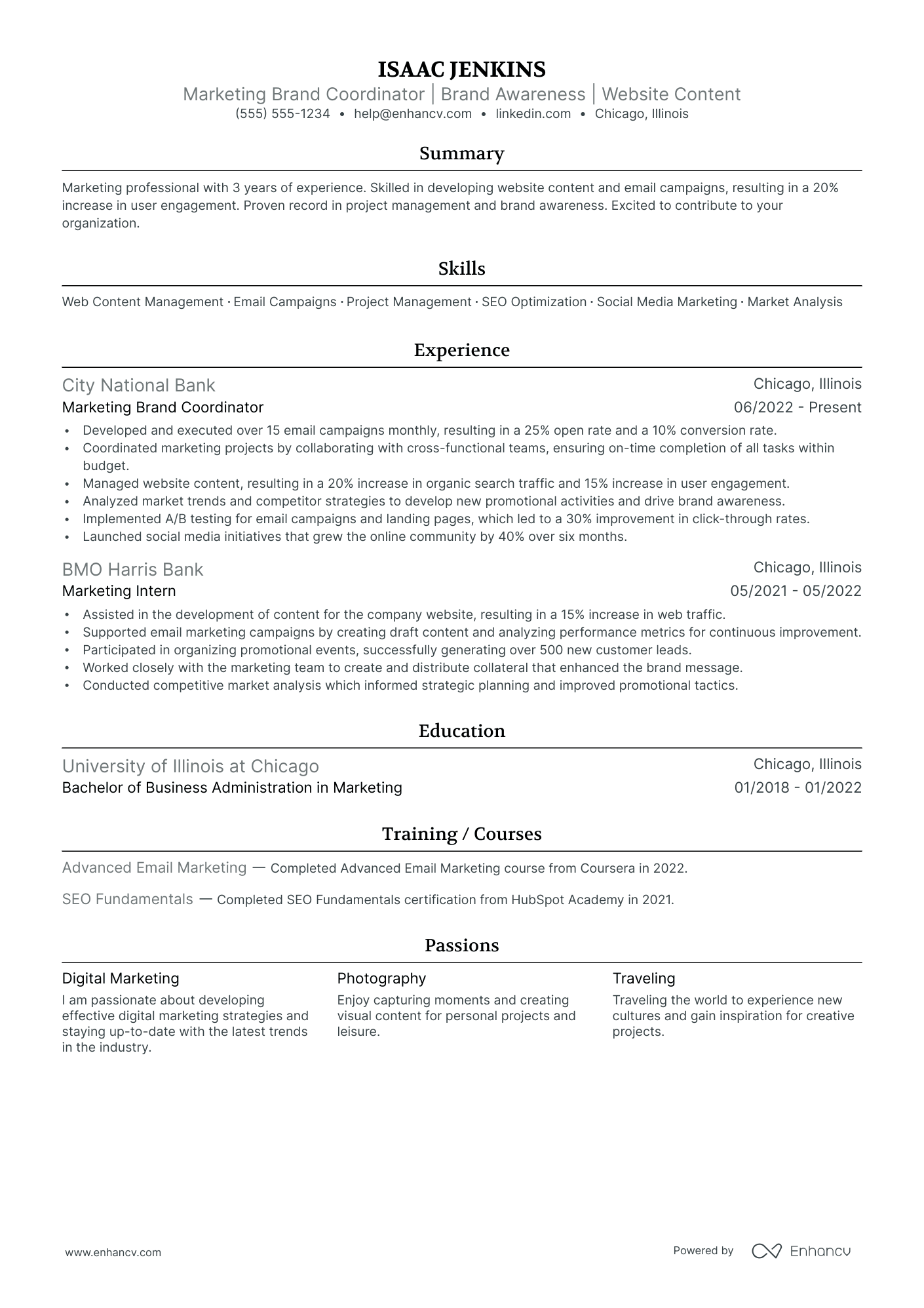 Brand Marketing Coordinator resume example