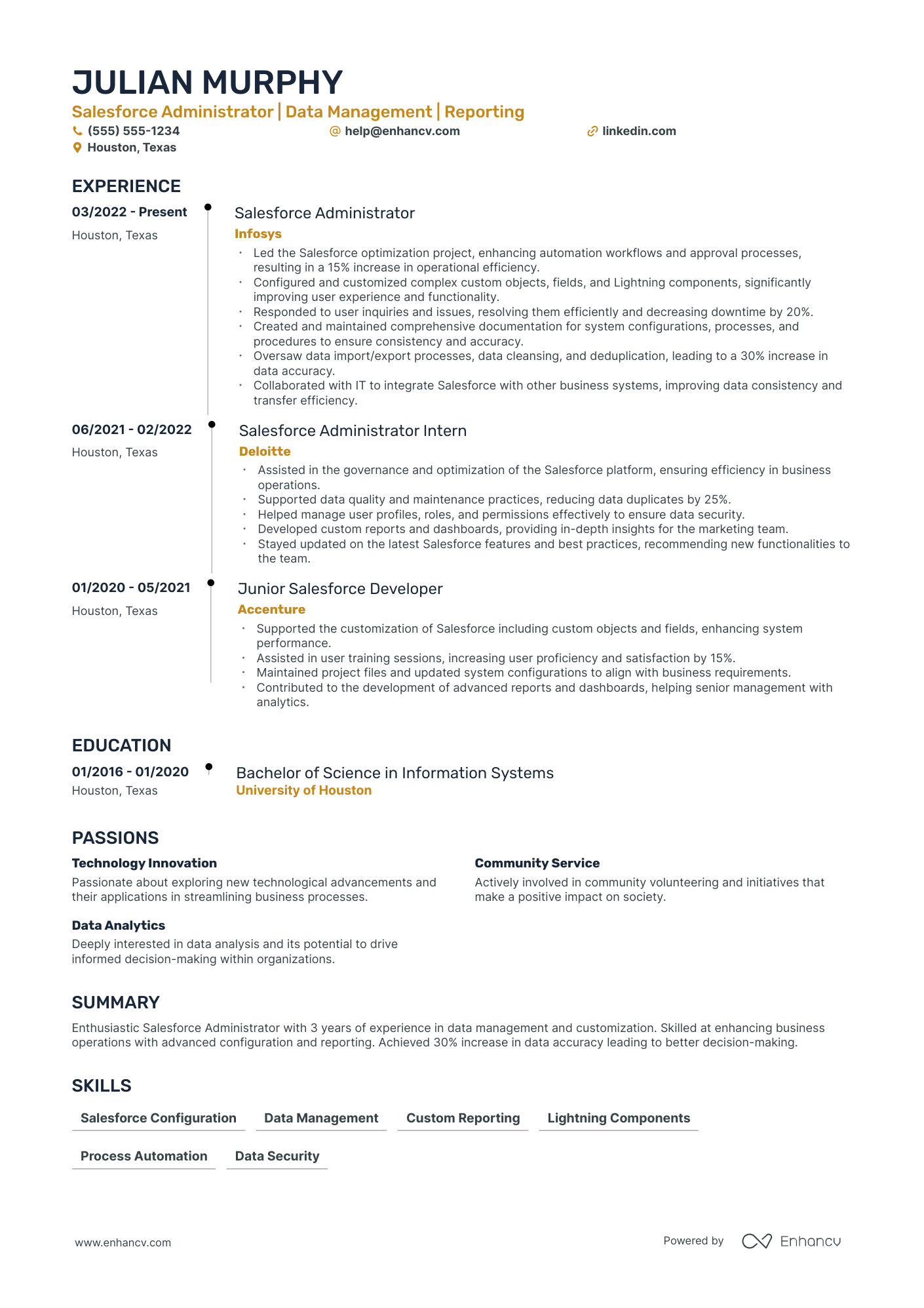 Salesforce Systems Manager resume example