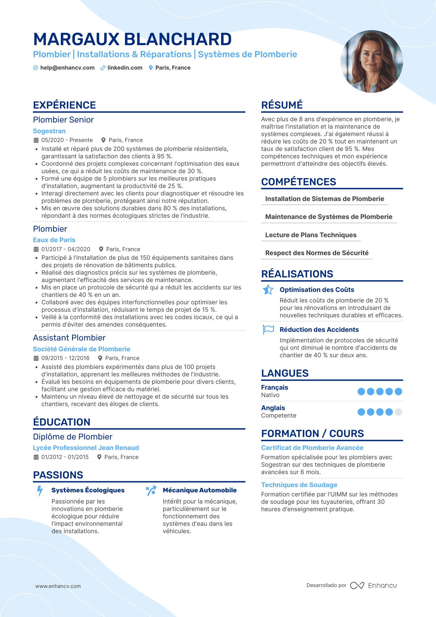 plombier CV